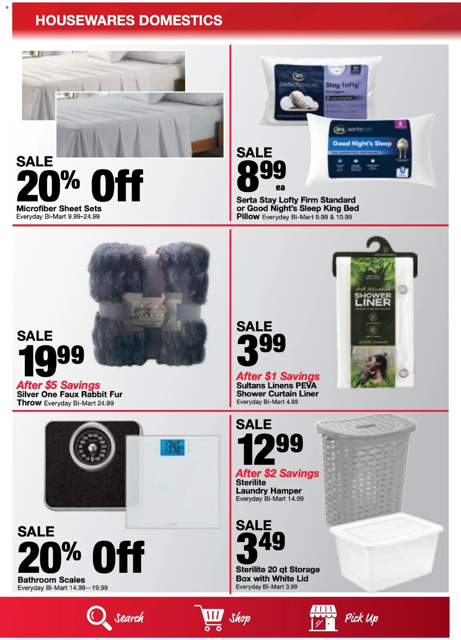 Bi-Mart Weekly Ad - valid from 20.01.2026 | Page: 3 | Products: Pillow, Box, Shower, Sheet