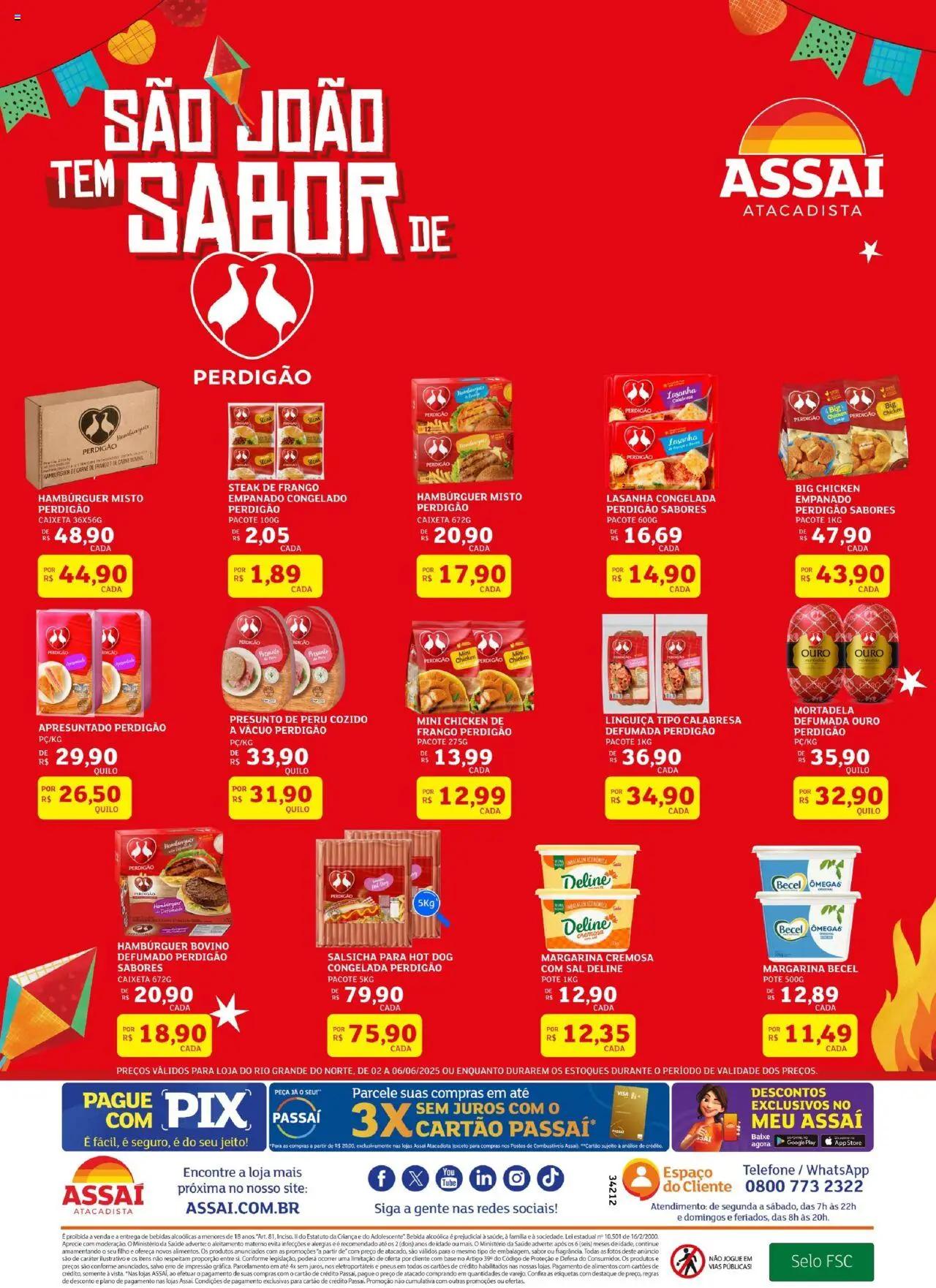 Assaí Atacadista Folheto - válido de 02.06.2025 | Página: 2 | Produtos: Mortadela, Pneus, Carne, Margarina