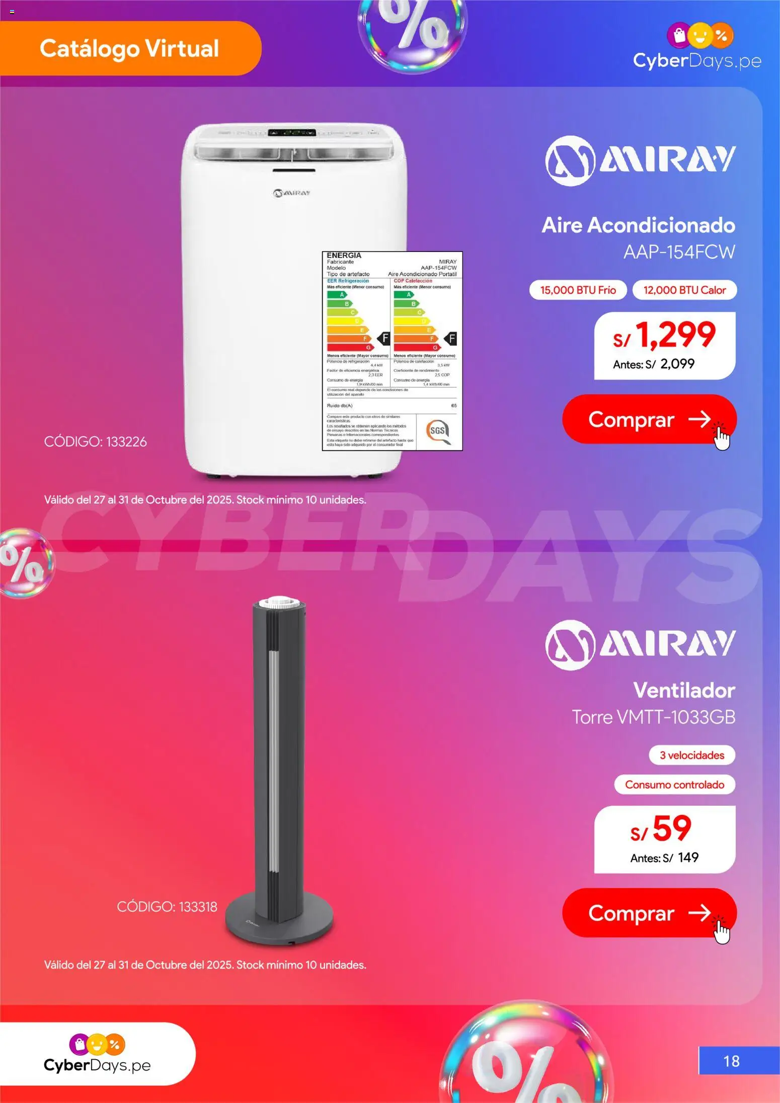 Catálogo Hiraoka válido desde 27.10.2025 | Página: 19 | Productos: Aire acondicionado, Ventilador
