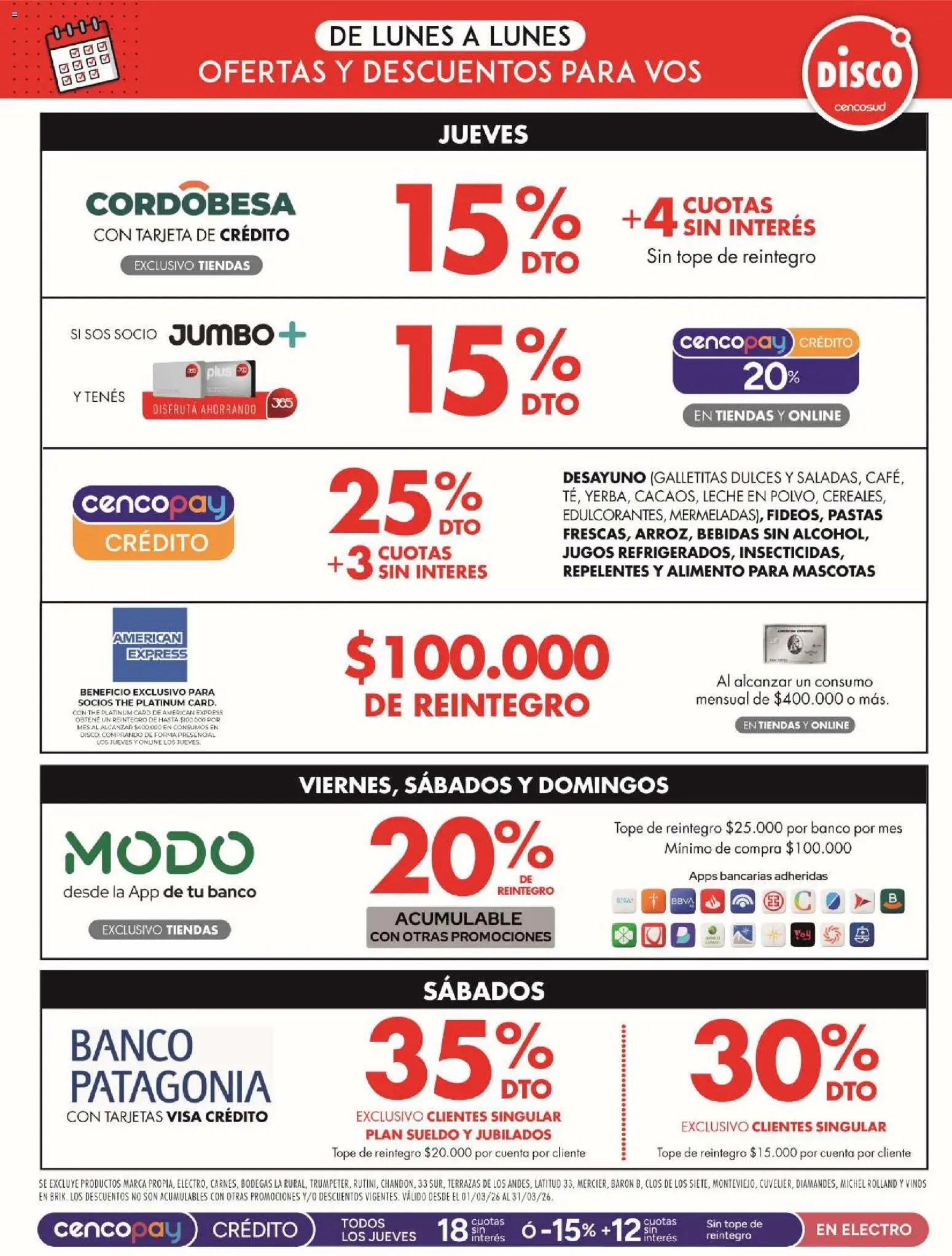 Disco - Ofertas | Córdoba │ válido desde el 27.03.2026 | Página: 12 | Productos: Disco, Banco, Galletitas, Leche