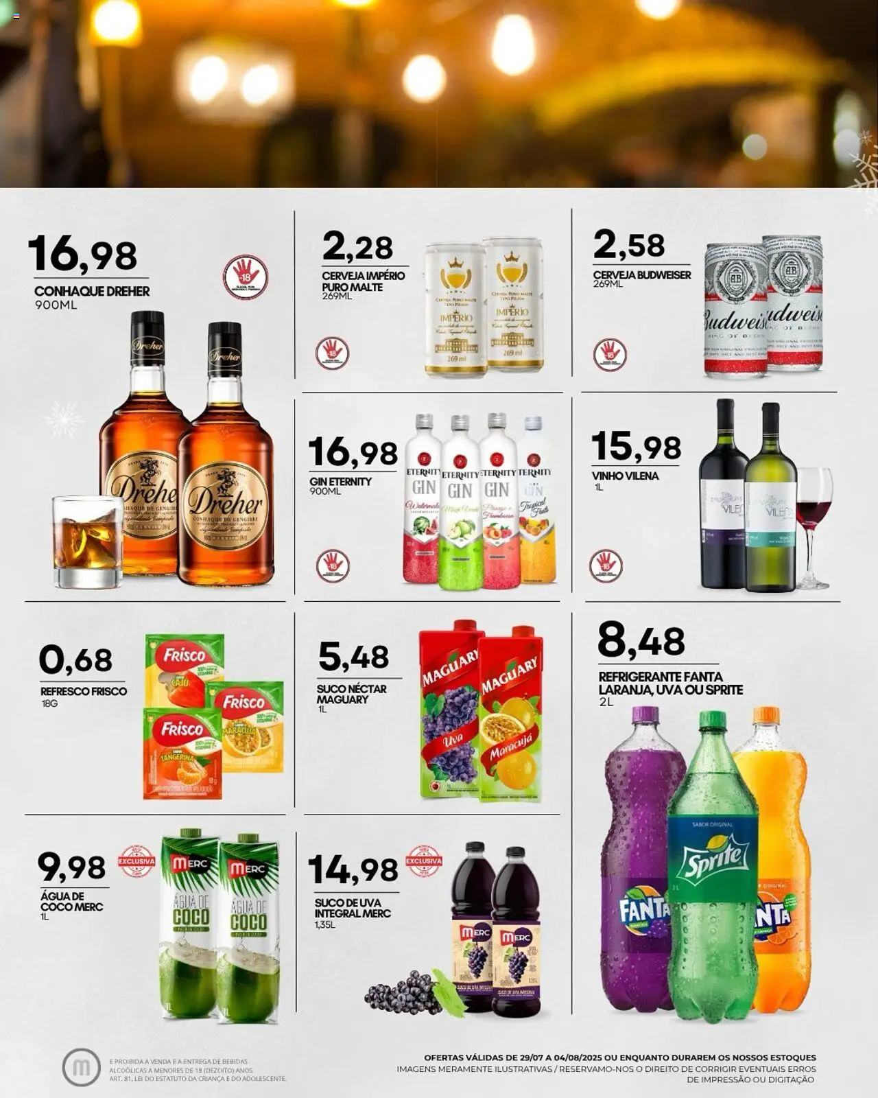 Mercadão Atacadista Folheto - válido de 29.07.2025 | Página: 10 | Produtos: Fanta, Conhaque, Suco, Gin eternity