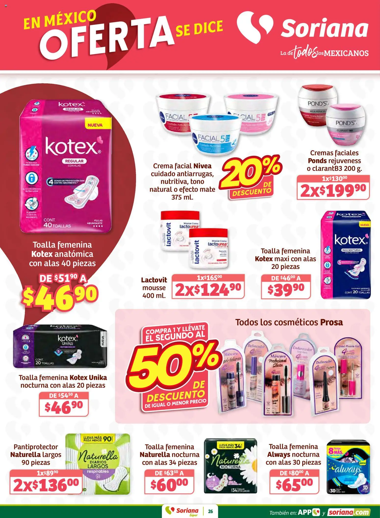 Nuevas ofertas de Soriana válidas en toda la República Mexicana desde el 15.01.2026. ¡Encuentra las mejores ofertas en Soriana - Preciazazaso Súper: Valle de México! | Página: 26 | Productos: Máscara, Mousse, Toallas, Delineador