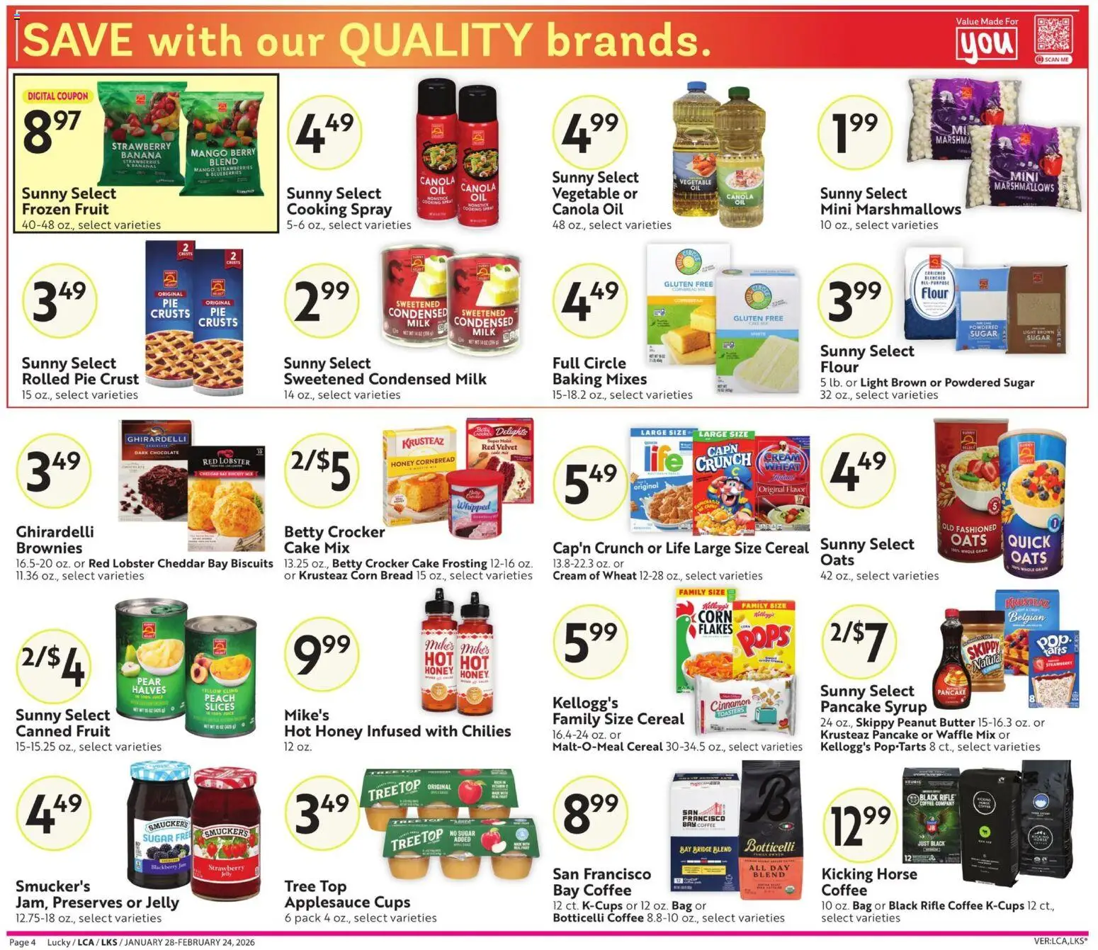 Lucky Supermarkets Big Book of Savings - valid from 28.01.2026 | Page: 4 | Products: Milk, Flakes, Pear, Rifle
