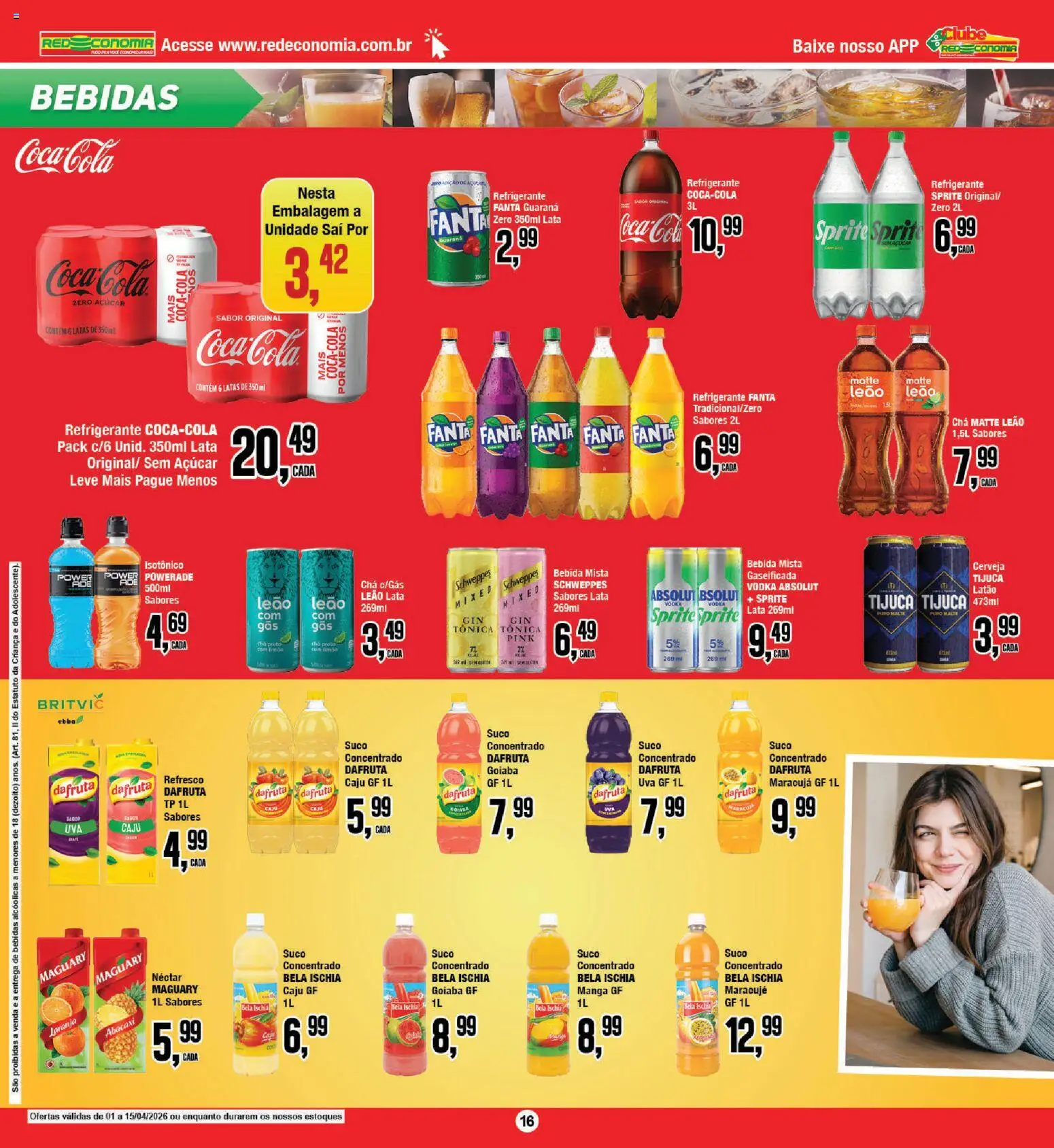 RedEconomia Folheto - válido de 01.04.2026 | Página: 16 | Produtos: Caju, Goiaba, Fanta, Cola