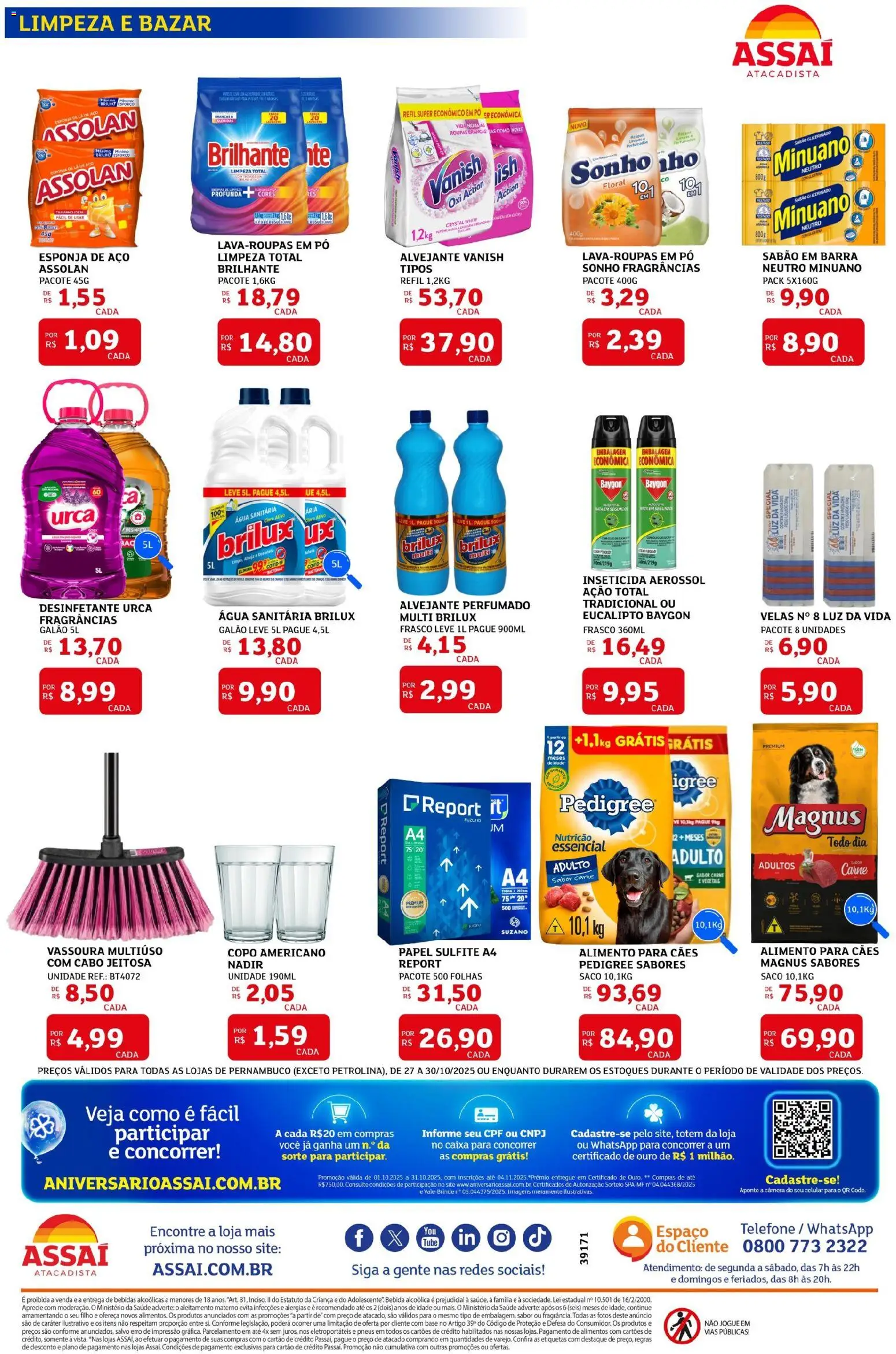 Assaí Atacadista Folheto - válido de 27.10.2025 | Página: 8 | Produtos: Pó, Esponja, Desinfetante, Vassoura