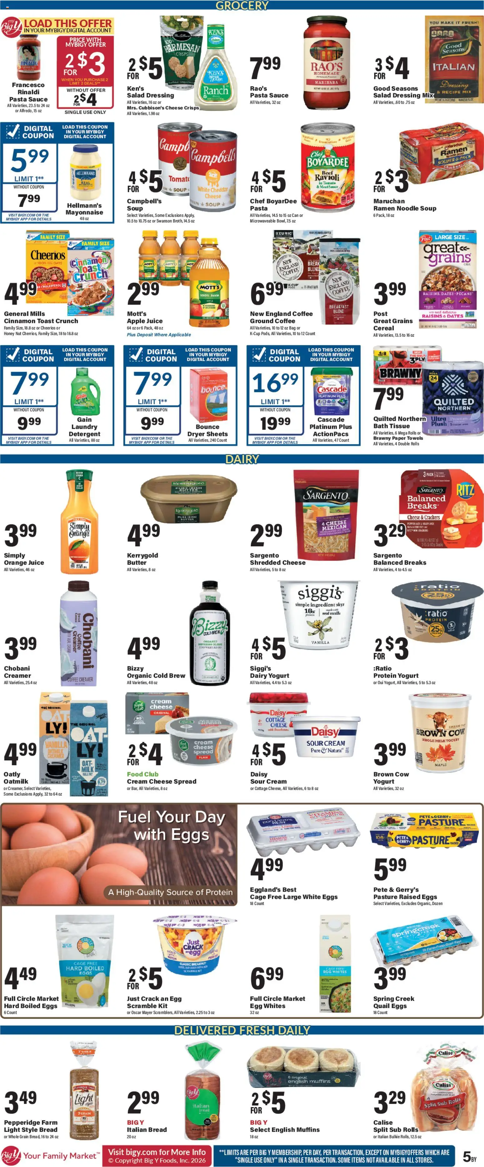 Big Y Weekly Ad - valid from 08.01.2026 | Page: 8 | Products: Bath, Coffee, Pasta, Mayonnaise