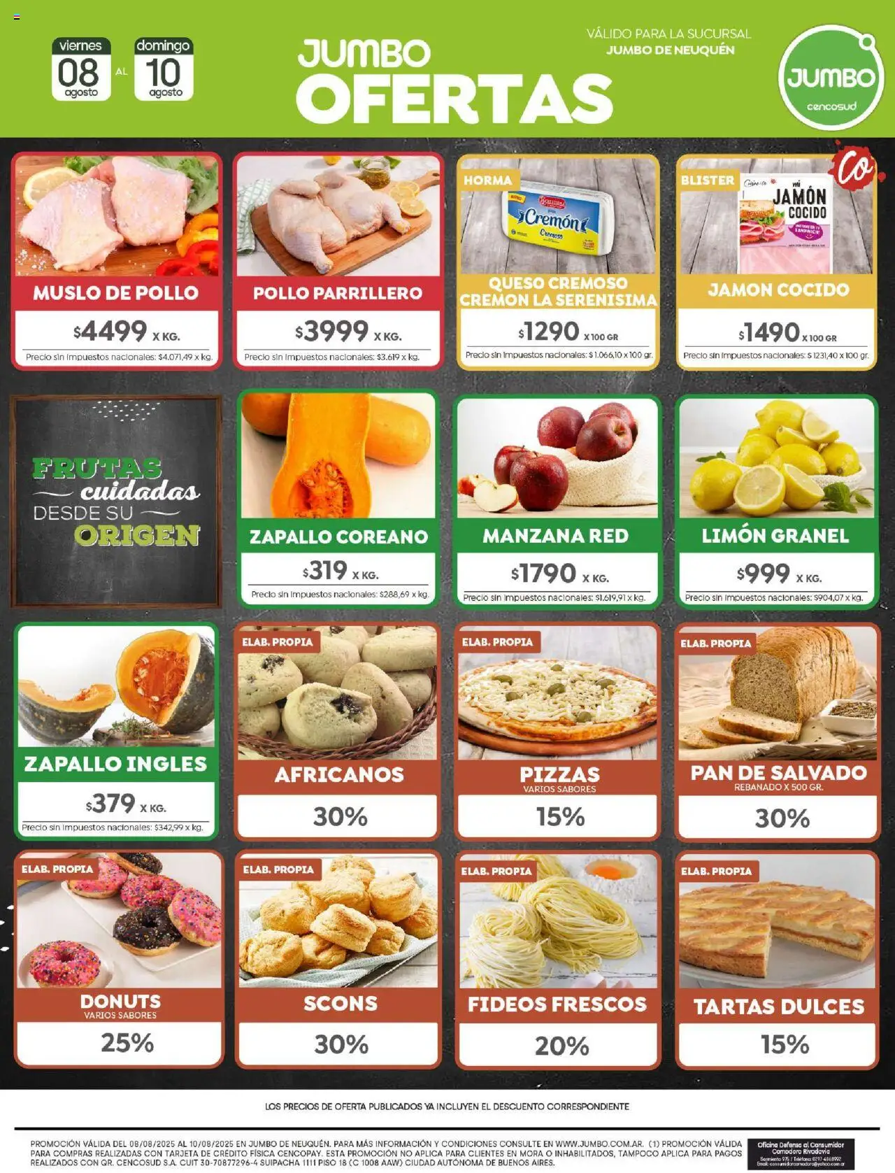 Jumbo - Ofertas | Neuquén │ válido desde el 08.08.2025 | Página: 7 | Productos: Pollo, Zapallo, Queso, Pan
