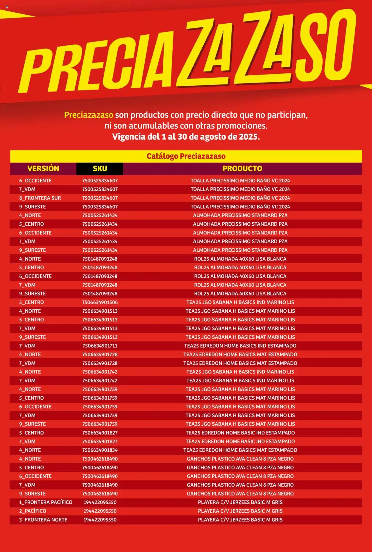 Nuevas ofertas de Soriana válidas en toda la República Mexicana desde el 01.08.2025. ¡Encuentra las mejores ofertas en Soriana - Catálogo Preciazazaso Mercado Nacional! | Página: 209 | Productos: Toalla, Playera, Almohada, Baño