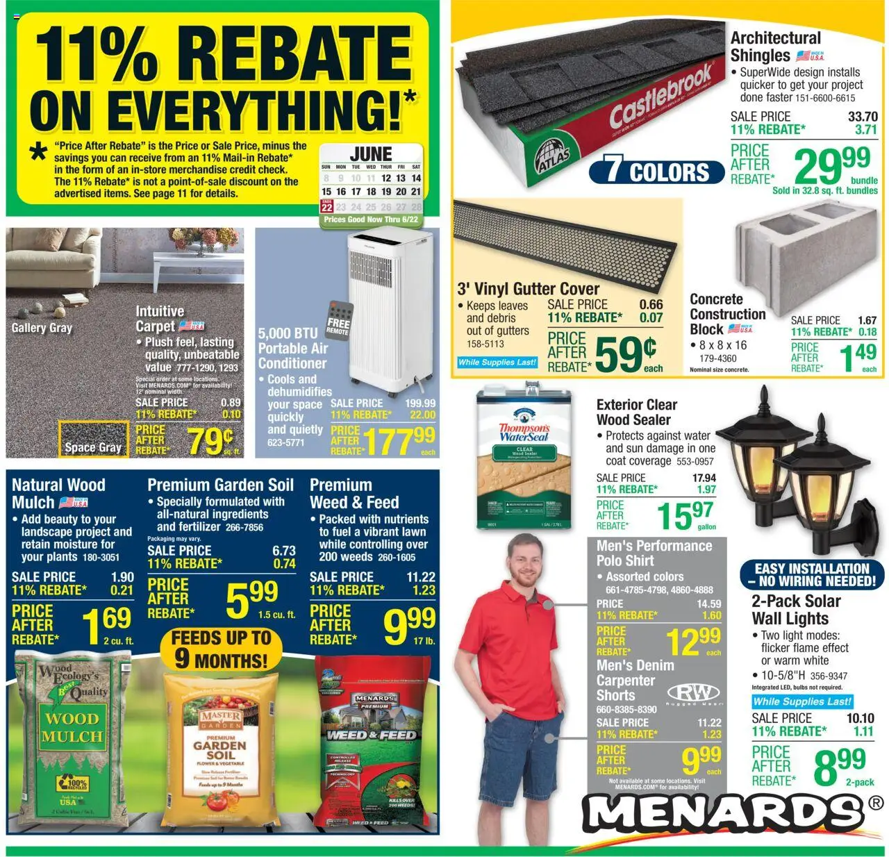 Menards Weekly Ad - valid from 11.06.2025 | Page: 1 | Products: Shirt, Coat, Shorts, Water