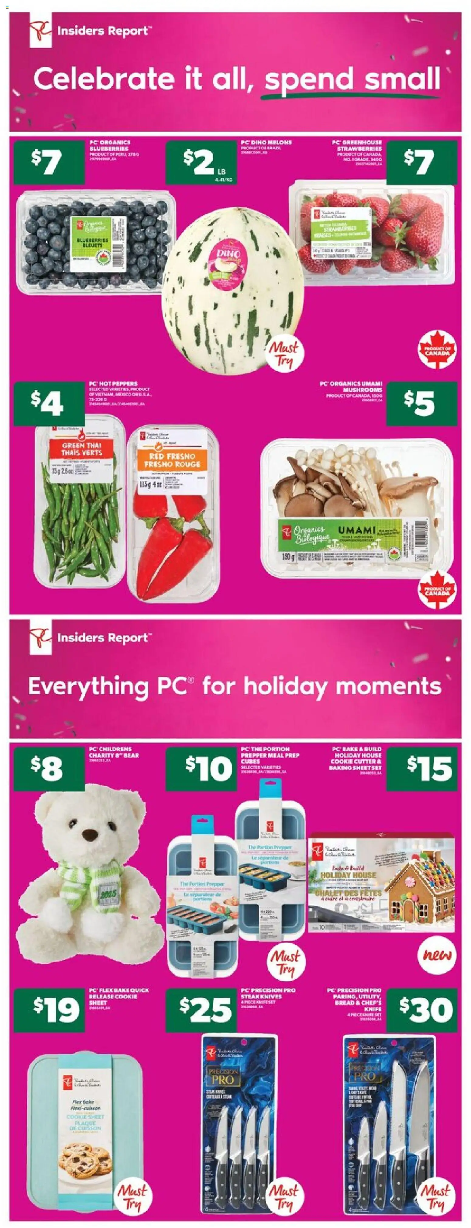 Real Canadian Superstore flyer valid from 27.11.2025 | Page: 9 | Products: Strawberries, PC, Cutter, Bread