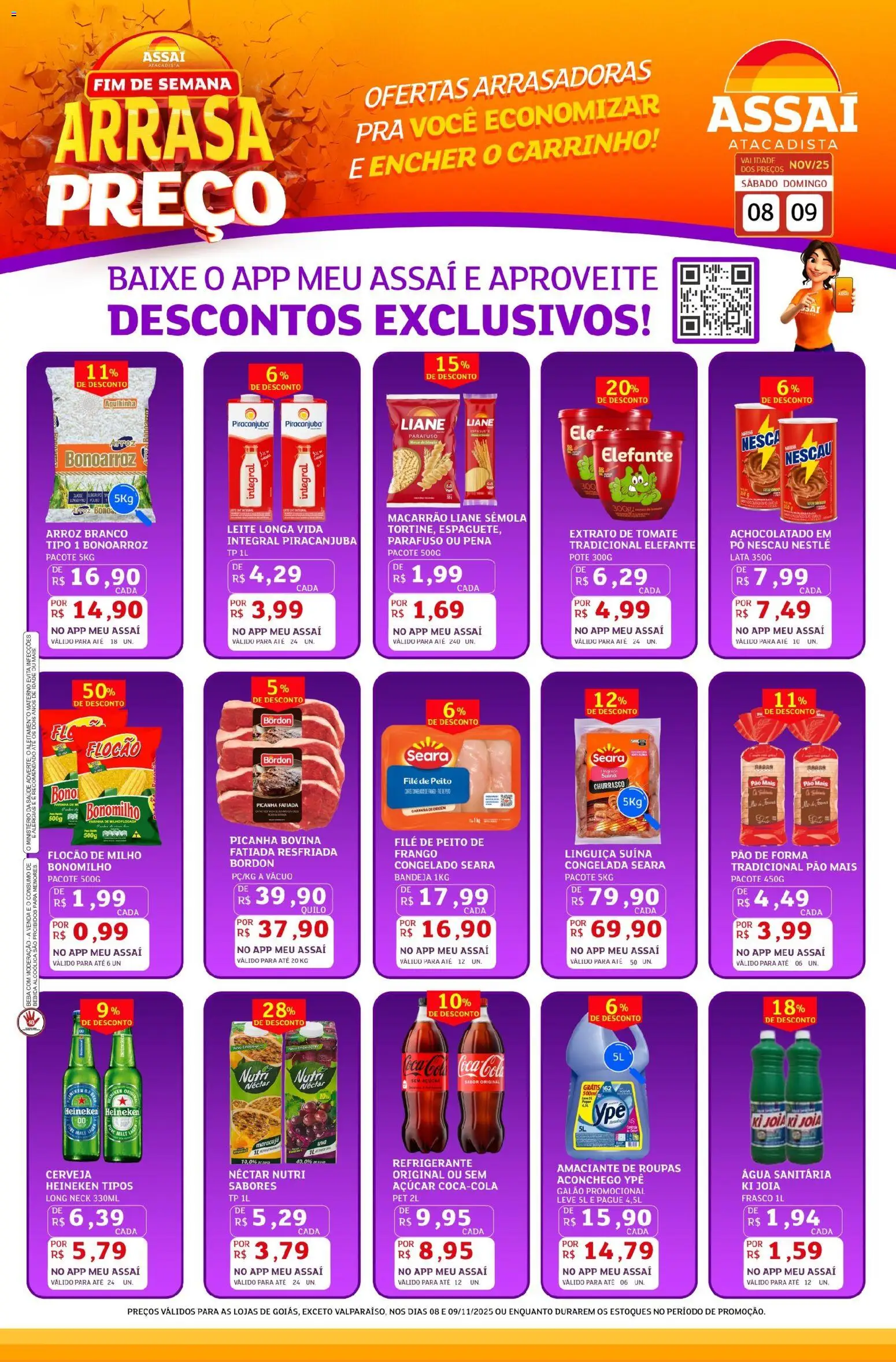 Assaí Atacadista Folheto - válido de 08.11.2025 | Página: 1 | Produtos: Nescau, Pão de forma, Açúcar, Refrigerante