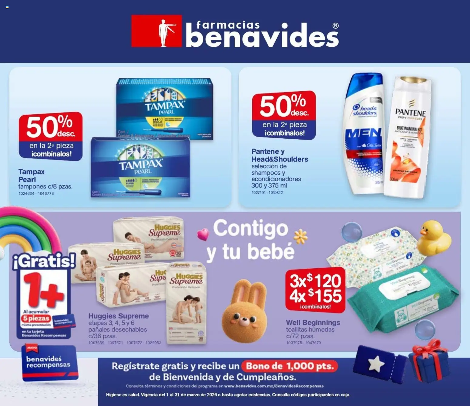 Nuevas ofertas de Farmacia Benavides válidas en toda la República Mexicana desde el 01.01.2026. ¡Encuentra las mejores ofertas en Farmacia Benavides catálogo! | Página: 24 | Productos: Toallitas húmedas, Pañales, Tampones