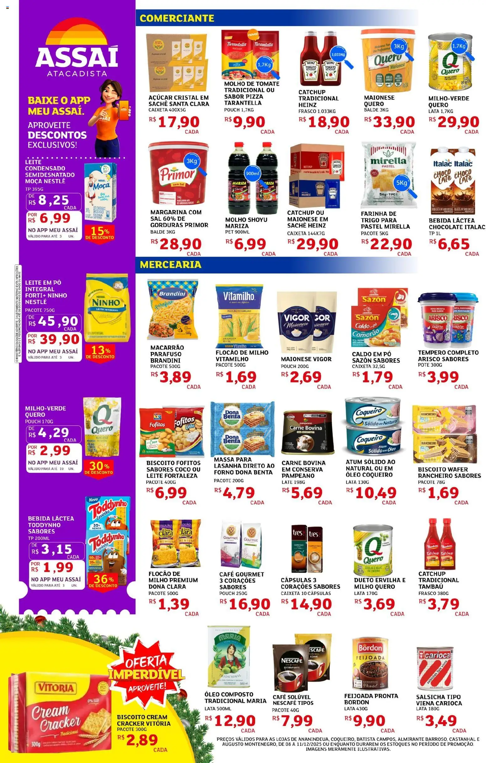 Assaí Atacadista Folheto - válido de 08.12.2025 | Página: 2 | Produtos: Pó, Salsicha, Óleo, Chocolate