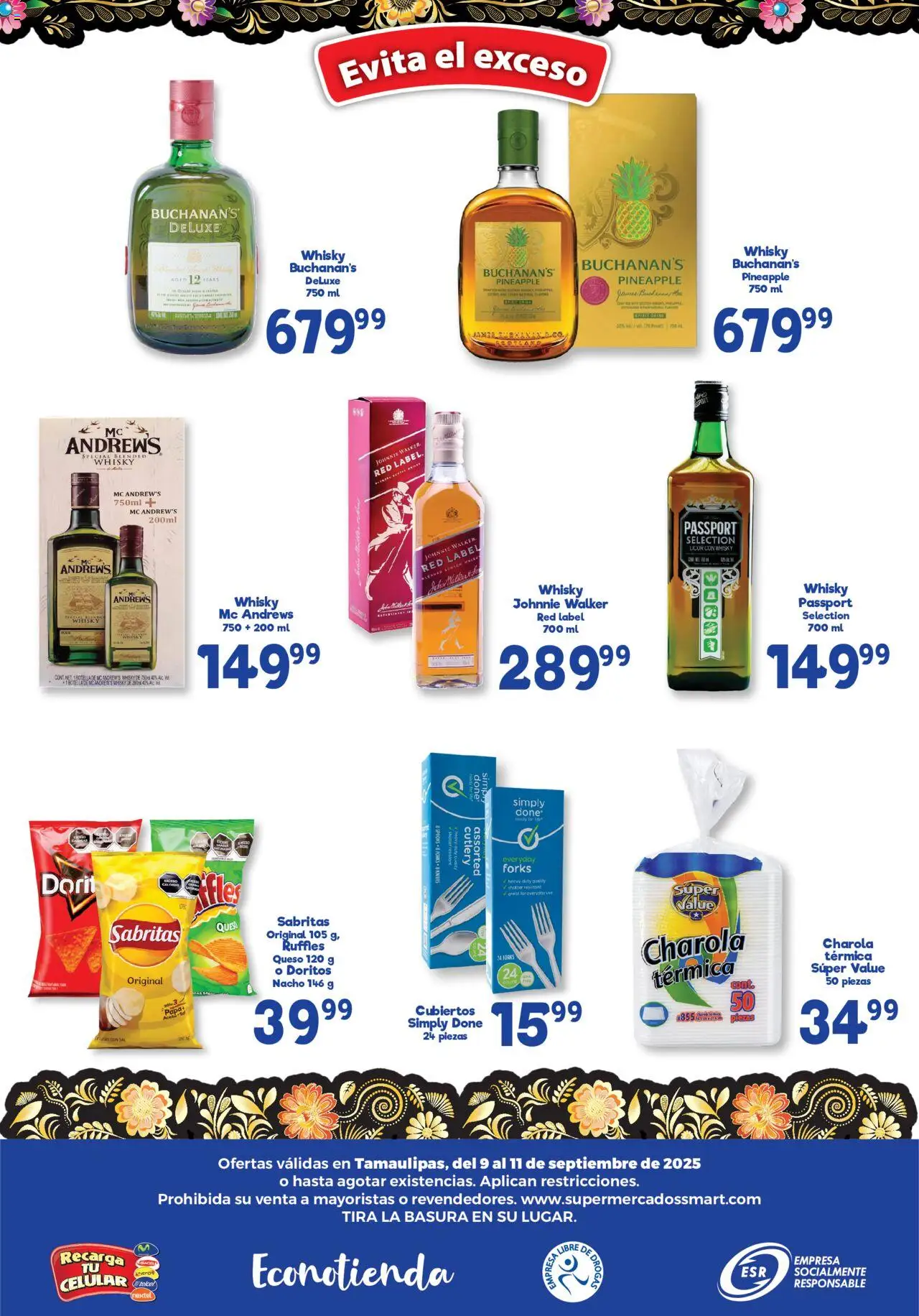 Nuevas ofertas de S-Mart válidas en toda la República Mexicana desde el 09.09.2025. ¡Encuentra las mejores ofertas en S-Mart - Folleto de Feria - Matamoros! | Página: 6 | Productos: Sal, Queso, Whisky
