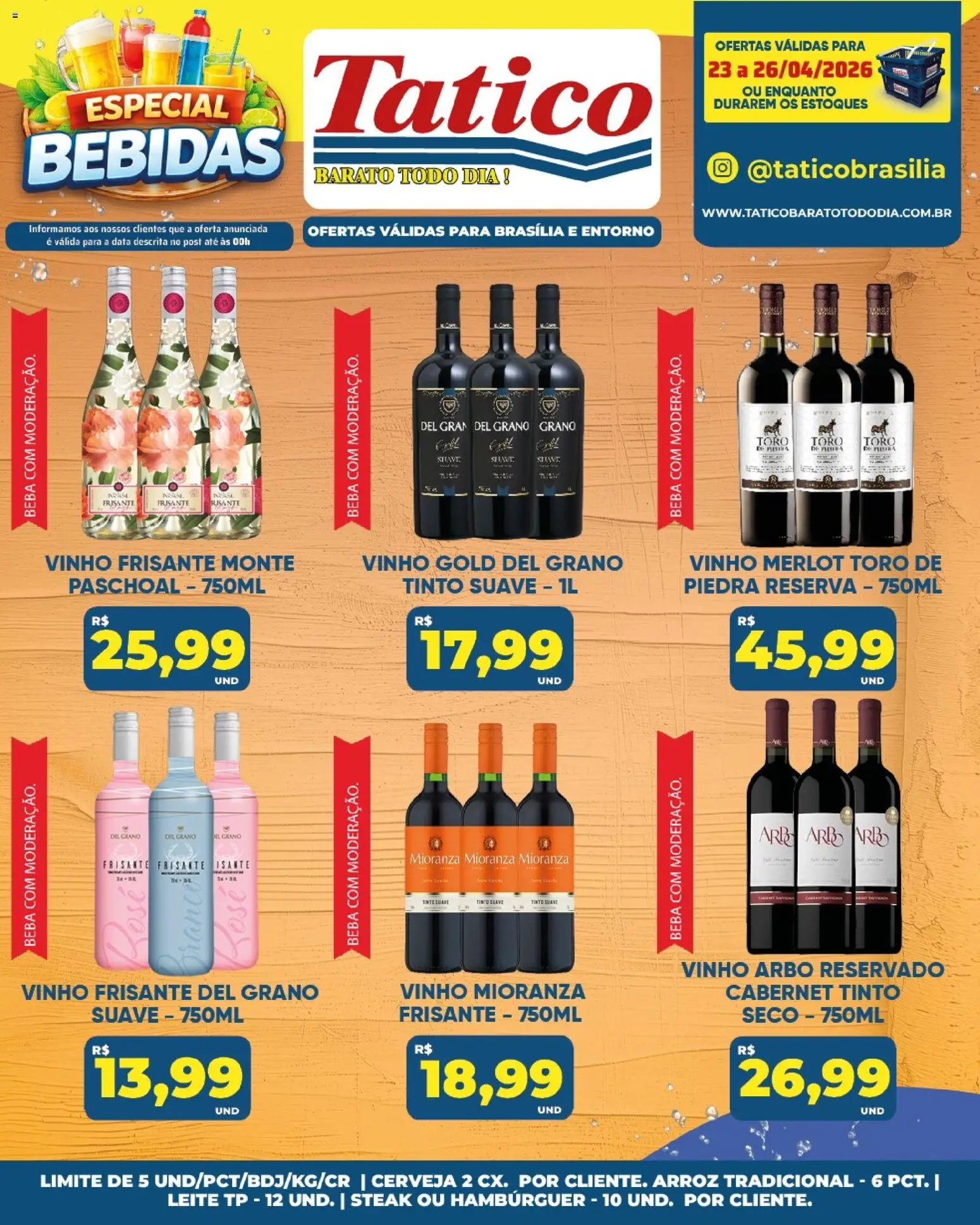 Tatico Folheto - válido de 24.04.2026 | Página: 63 | Produtos: Leite, Vinho, Arroz, Hambúrguer