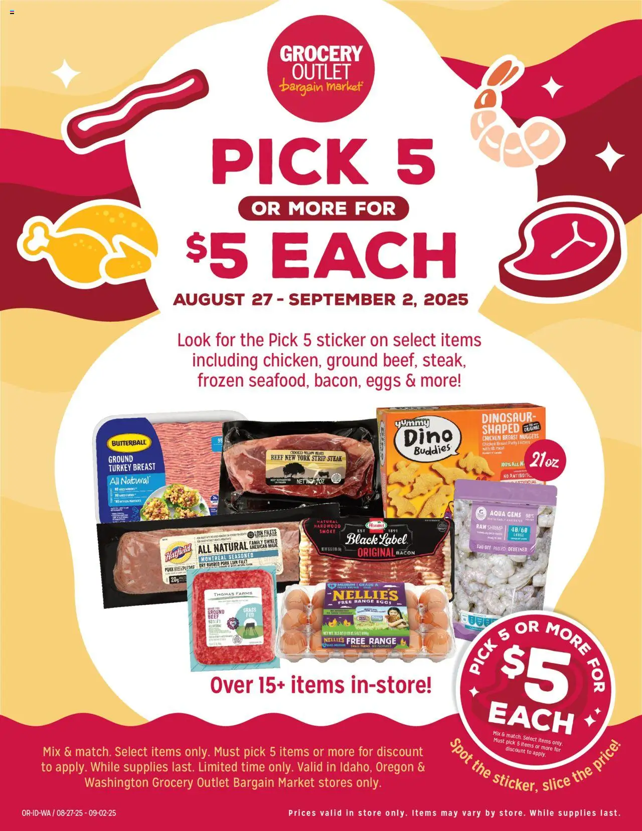 Grocery Outlet Weekly Ad - ID - valid from 27.08.2025 | Page: 1 | Products: Eggs, Pork, Beef