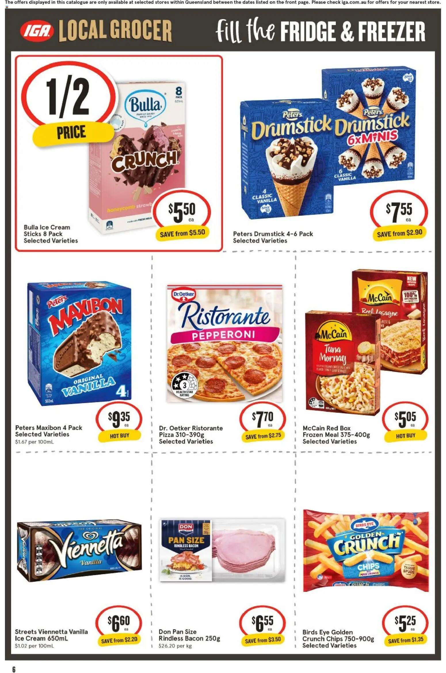 IGA catalogue - valid from 24.12.2025 | Page: 6 | Products: Pizza, Chips, Cream, Tuna