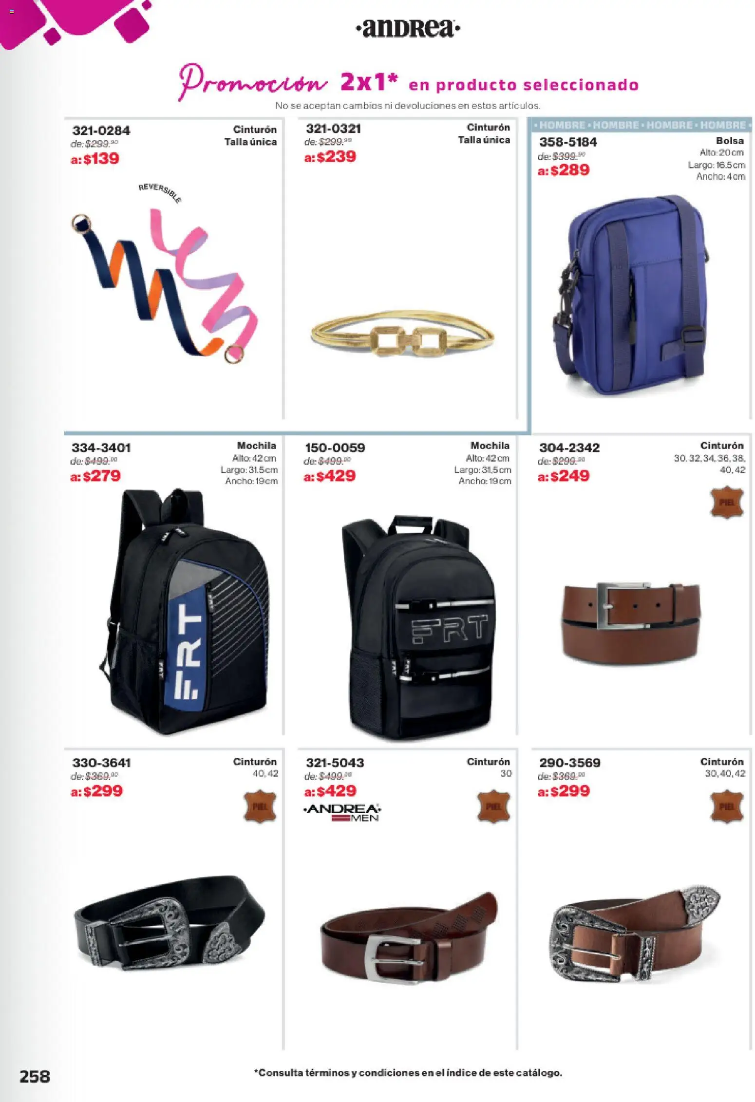 Nuevas ofertas de Andrea válidas en toda la República Mexicana desde el 02.11.2025. ¡Encuentra las mejores ofertas en Andrea catálogo Outlet! | Página: 258 | Productos: Cinturón, Bolsa, Mochila