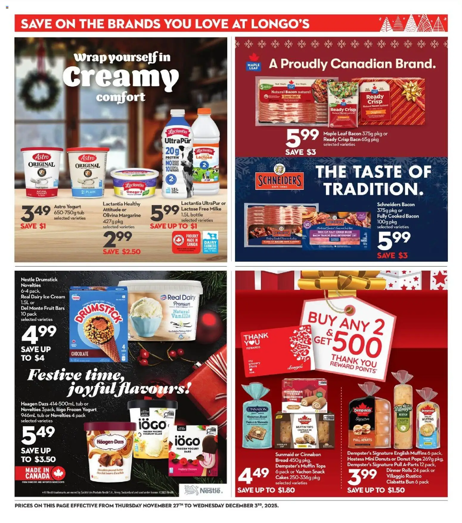 Longo's flyer valid from 27.11.2025 | Page: 22 | Products: Ice cream, Butter, Yogurt, Chocolate