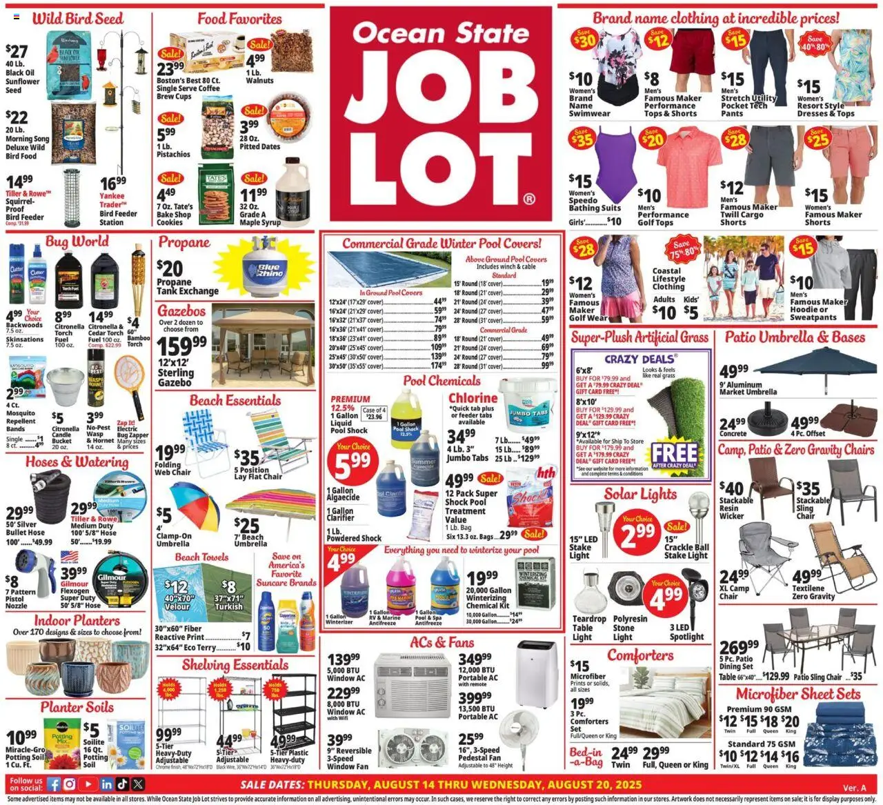 Ocean State Job Lot Weekly Ad - valid from 14.08.2025 | Page: 1 | Products: Cookies, Antifreeze, Sheet, Fan