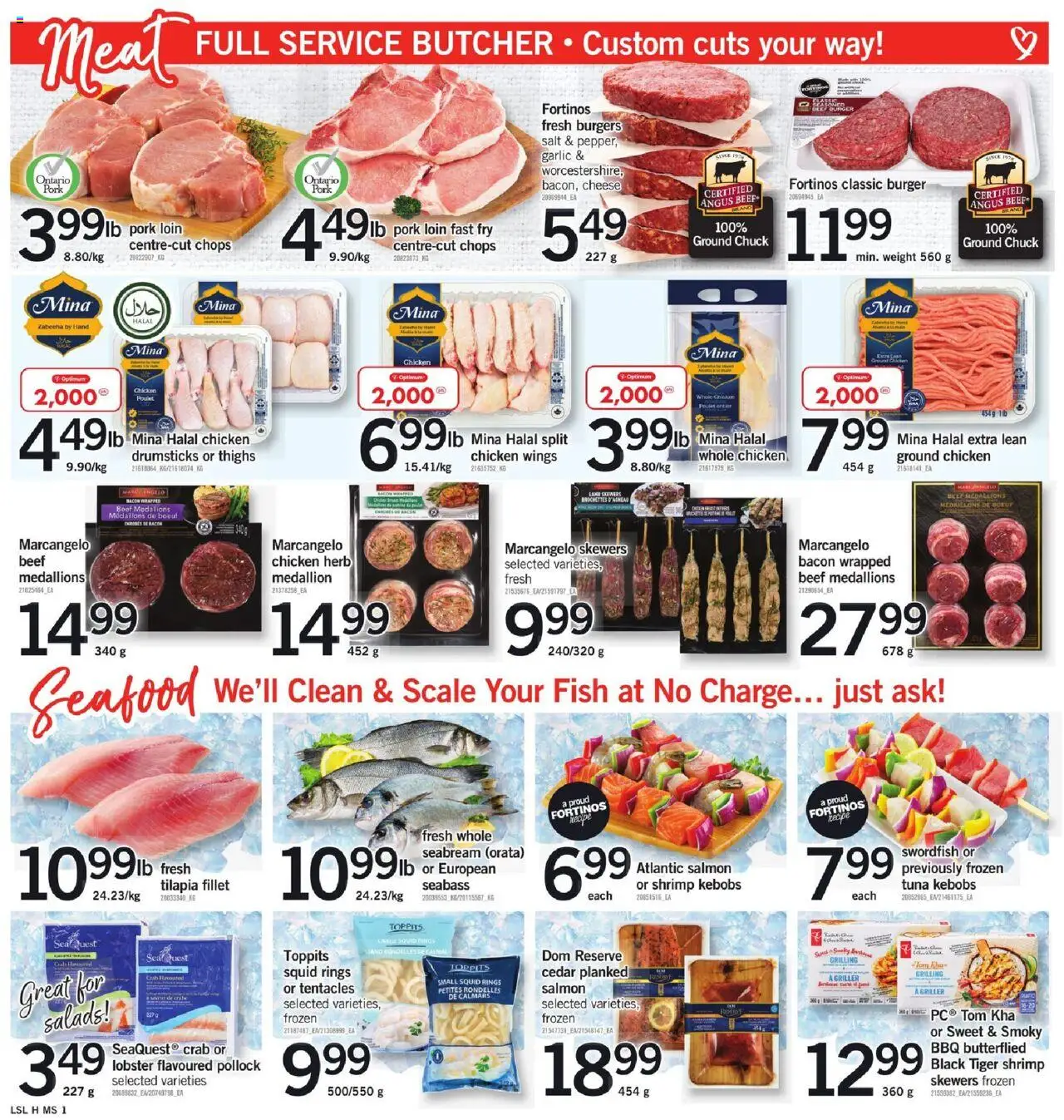 Loblaws flyer valid from 21.08.2025 | Page: 4 | Products: Fish, Chicken wings, Chicken, Pork