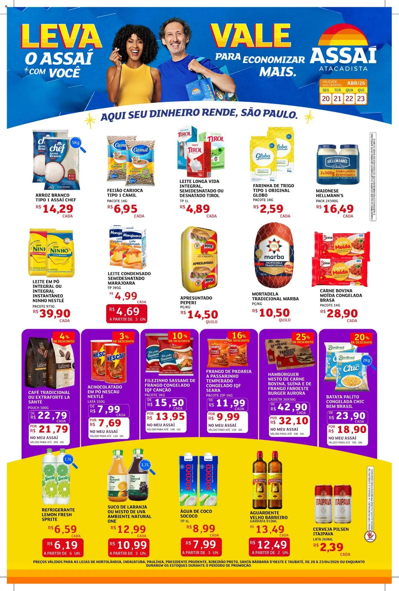 Assaí Atacadista Folheto - válido de 20.04.2026 | Página: 1 | Produtos: Feijão, Pó, Nescau, Leite em pó