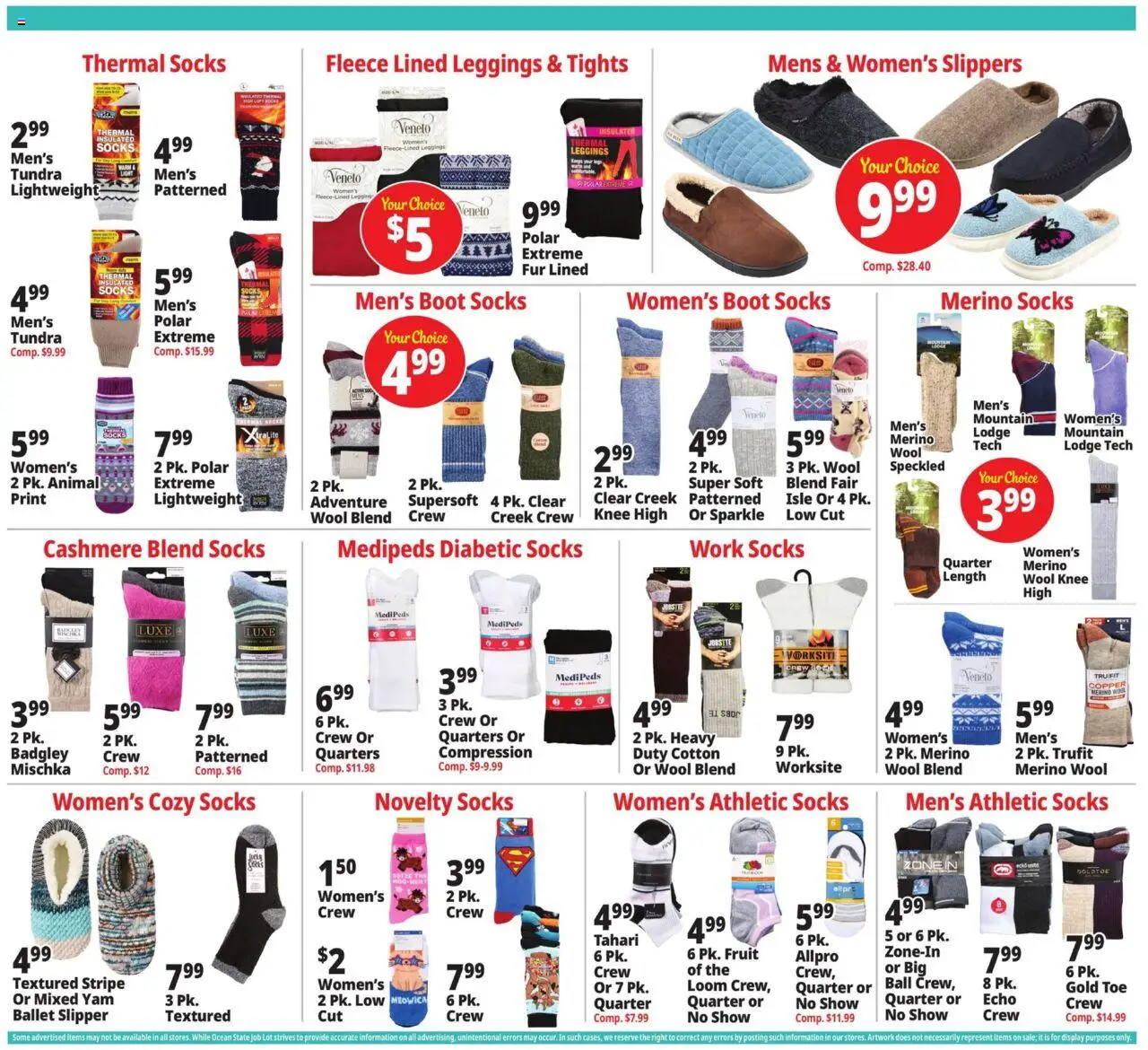 Ocean State Job Lot Weekly Ad - MA - valid from 25.09.2025 | Page: 14 | Products: Socks, Leggings, Slippers, Tights