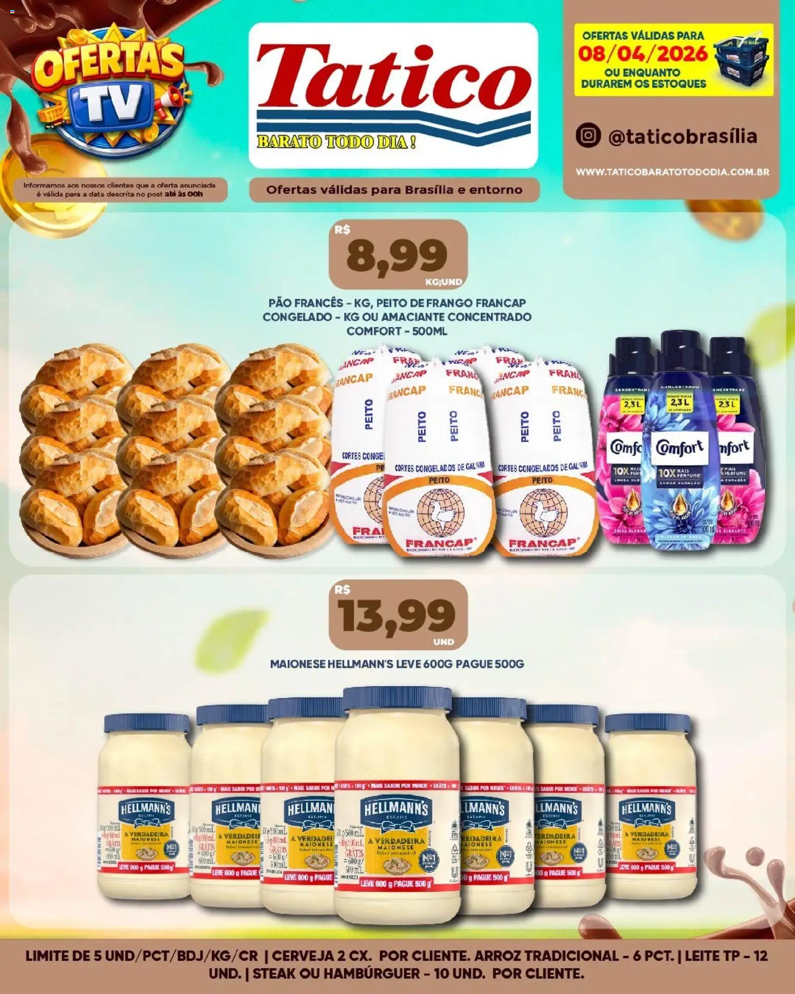 Tatico Folheto - válido de 09.04.2026 | Página: 43 | Produtos: Pão, Cerveja, Hambúrguer, Maionese
