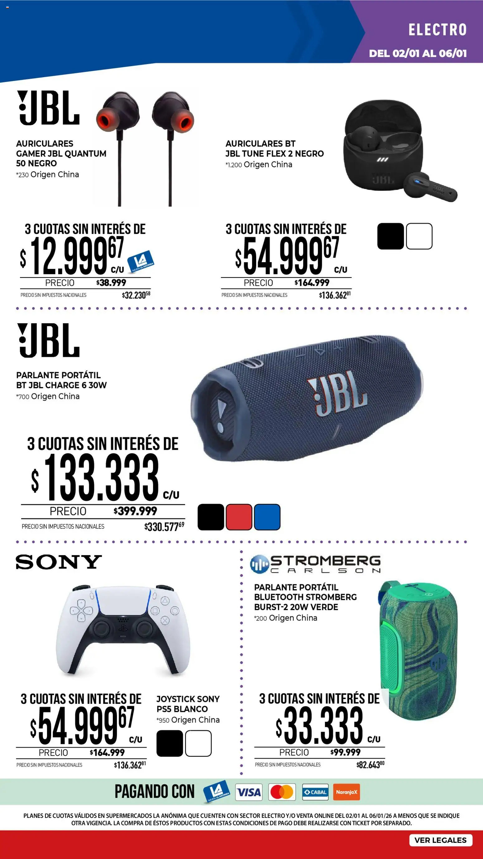 La Anonima catálogo │ válido desde el 02.01.2026 | Página: 33 | Productos: Auriculares, Parlante, Joystick