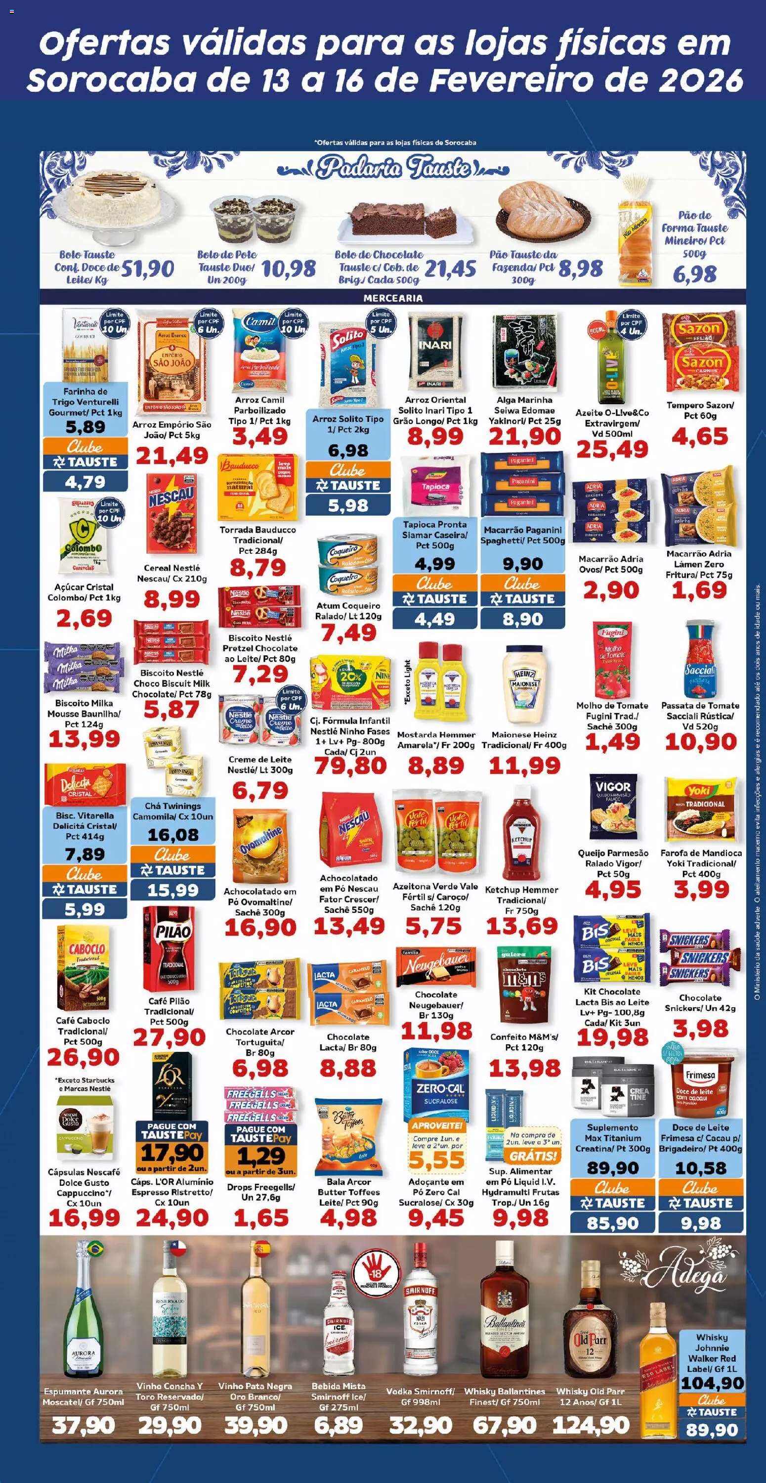 Tauste Folheto - válido de 13.02.2026 | Página: 3 | Produtos: Mandioca, Molho de tomate, Fórmula infantil, Queijo parmesão