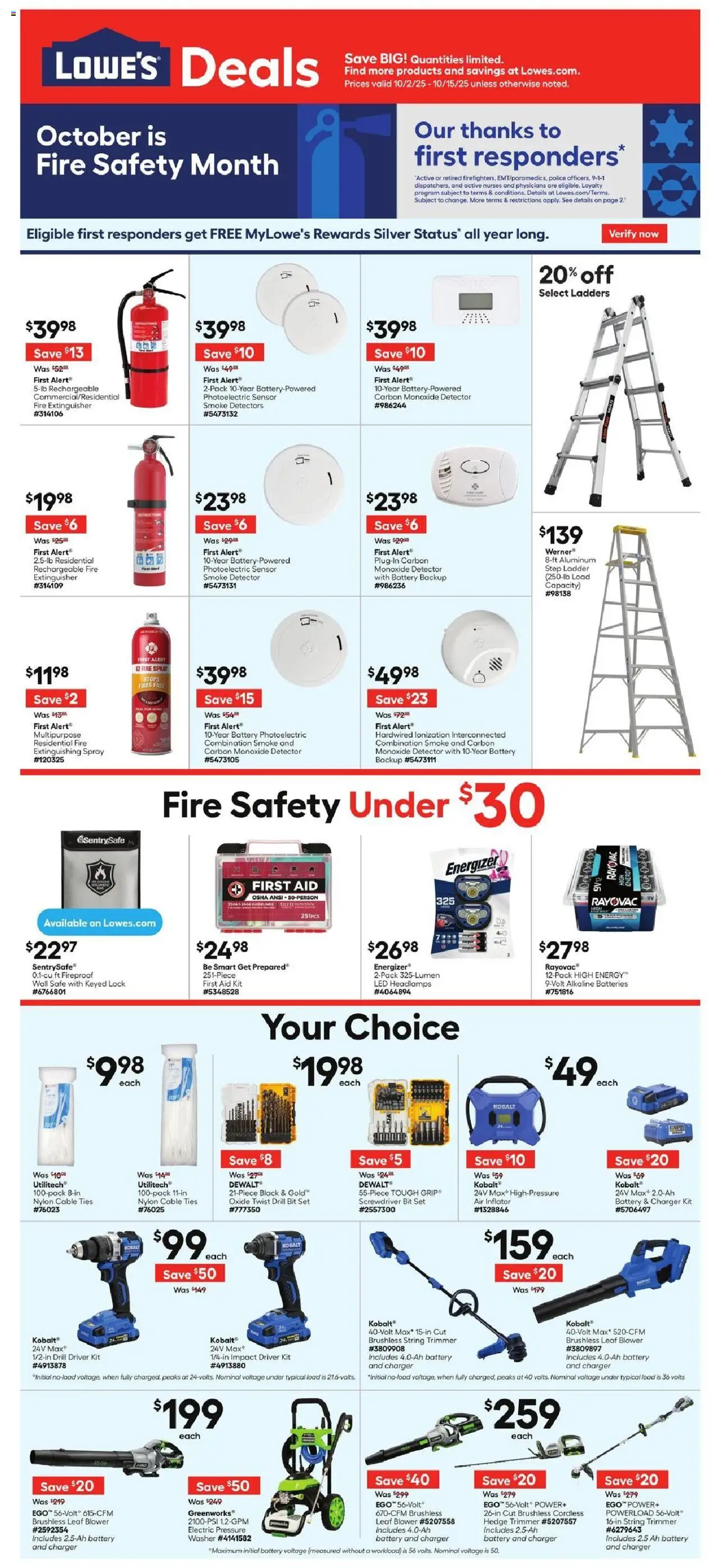 Lowe's Weekly Ad - valid from 02.10.2025 | Page: 1 | Products: Battery, Cable Tie, Washer, Blower