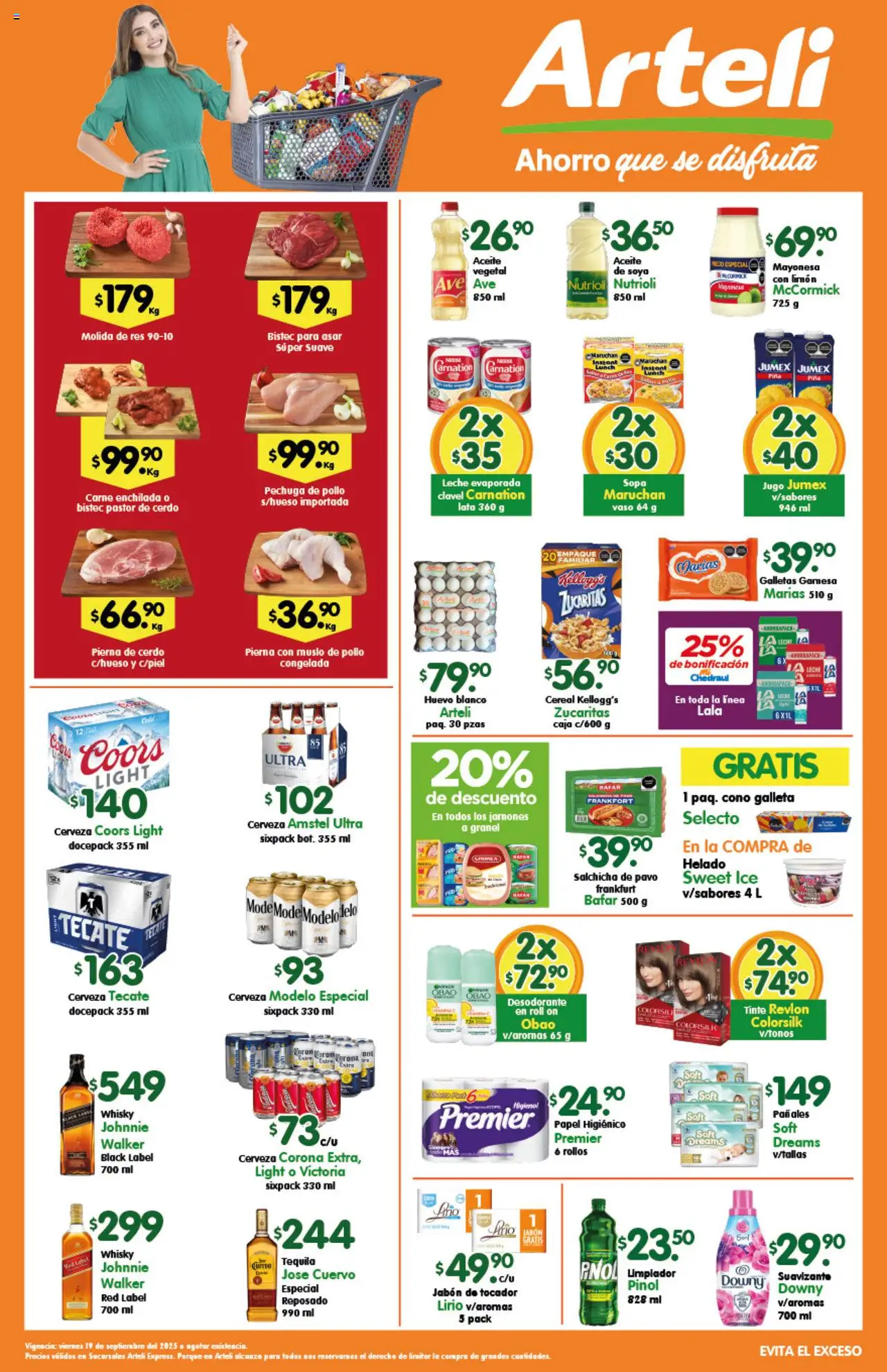 Nuevas ofertas de Arteli válidas en toda la República Mexicana desde el 19.09.2025. ¡Encuentra las mejores ofertas en Arteli - Folleto Express! | Página: 1 | Productos: Huevo, Jugo, Helado, Pañales
