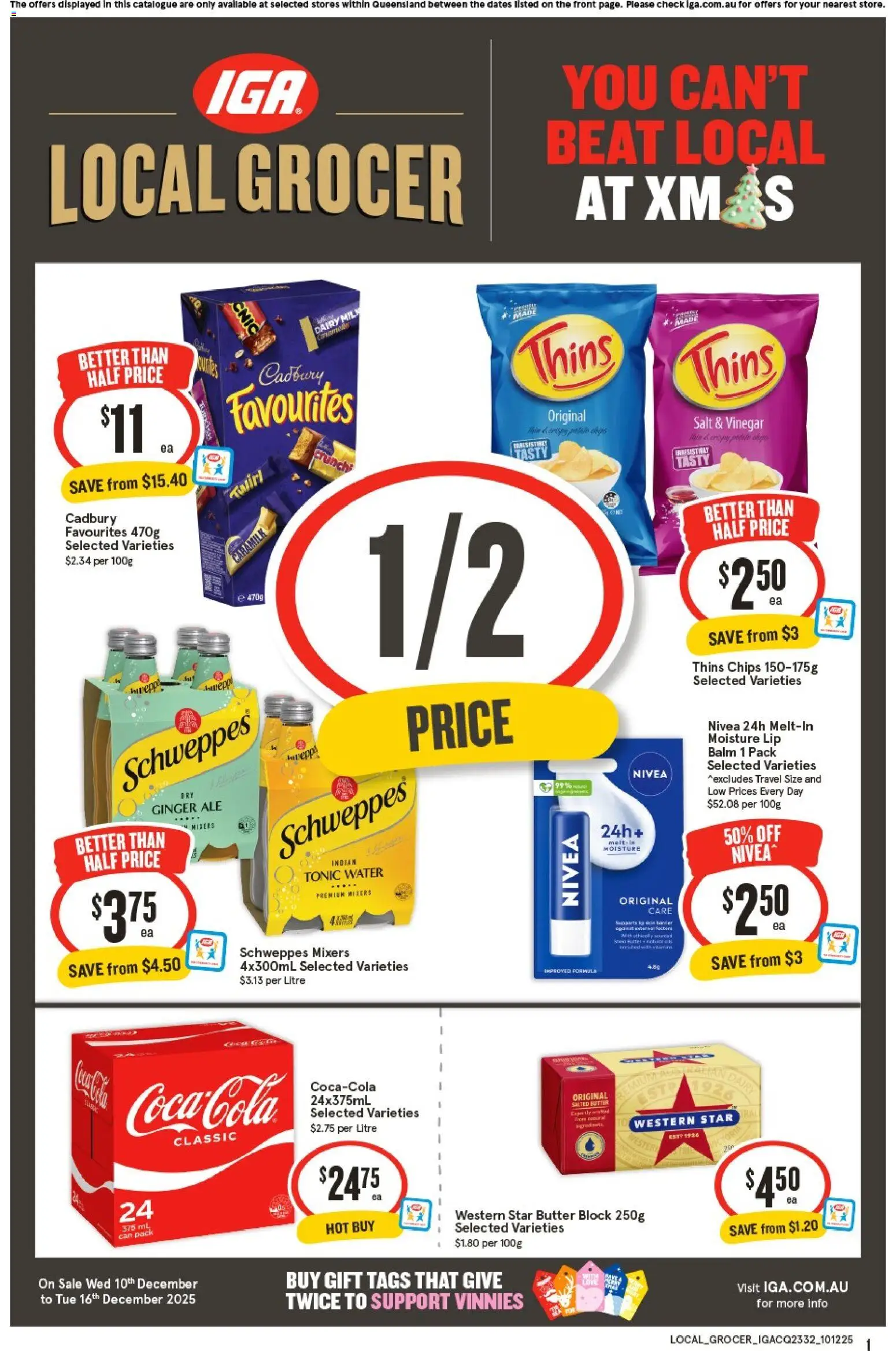 IGA catalogue - valid from 10.12.2025 | Page: 1 | Products: Butter, Ginger, Water, Vinegar