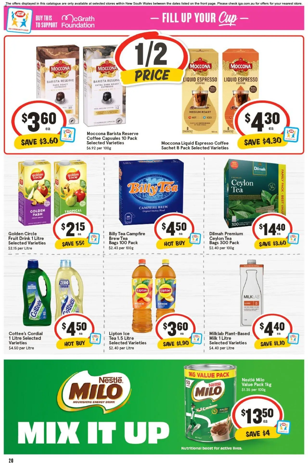 IGA catalogue - valid from 17.09.2025 | Page: 19 | Products: Milk, Energy drink, Tea, Peach