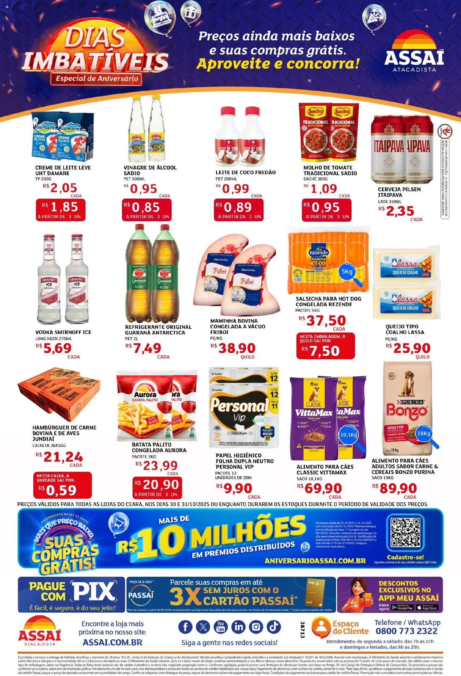Assaí Atacadista Folheto - válido de 30.10.2025 | Página: 2 | Produtos: Guaraná, Salsicha, Leite, Base
