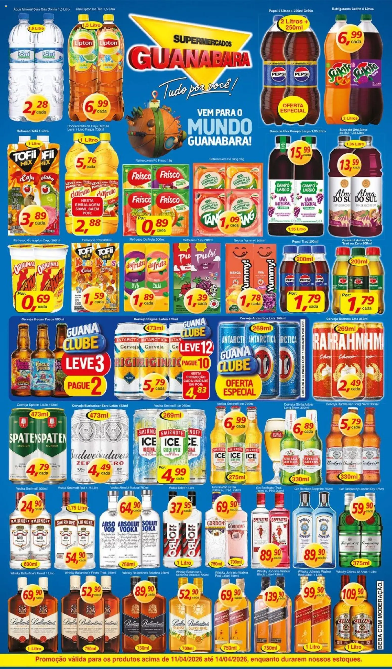 Supermercados Guanabara Folheto - válido de 11.04.2026 | Página: 4 | Produtos: Pó, Refresco, Chá, Abacaxi
