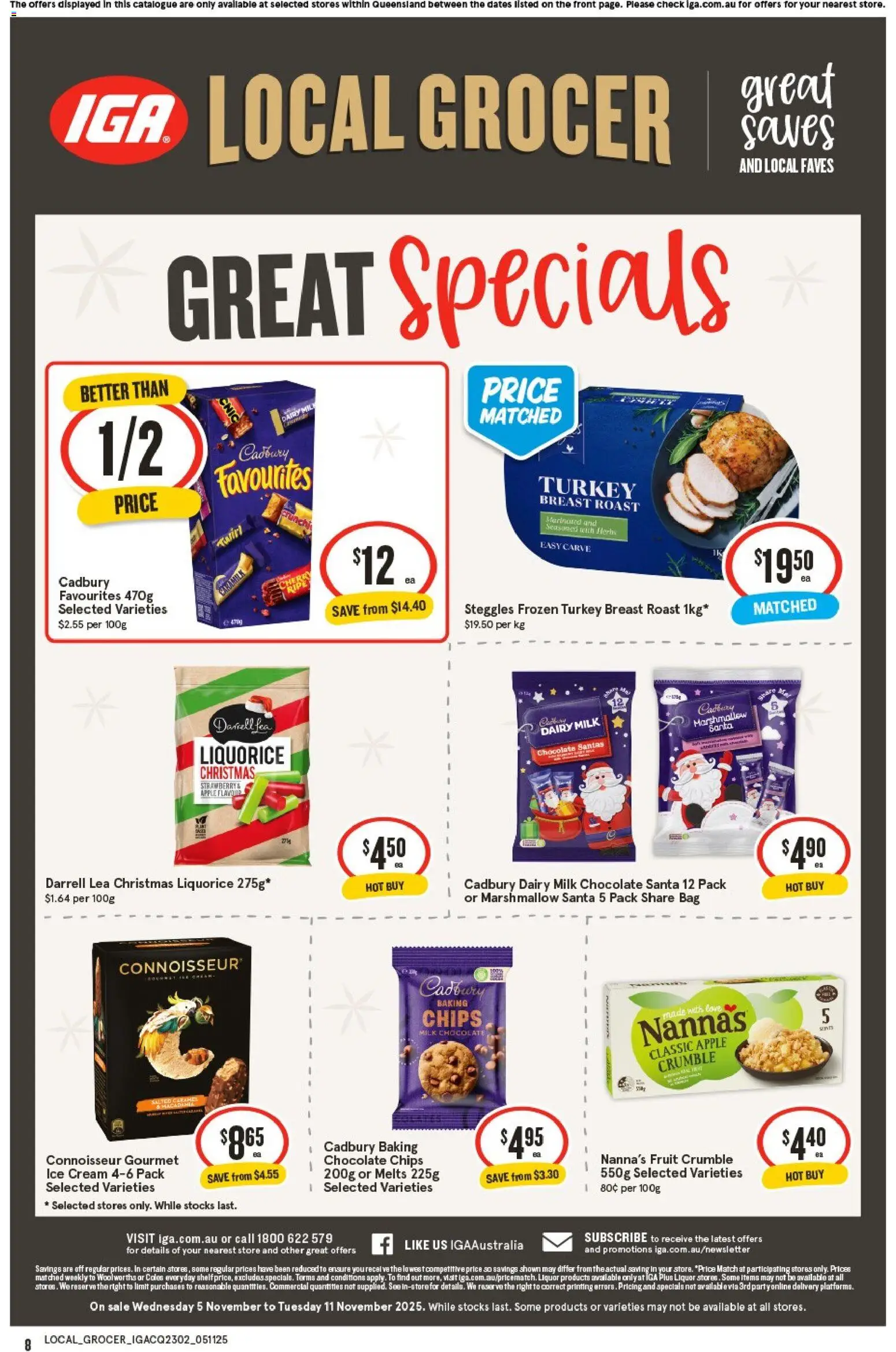 IGA catalogue - valid from 05.11.2025 | Page: 8 | Products: Dairy, Chocolate, Cream, Turkey