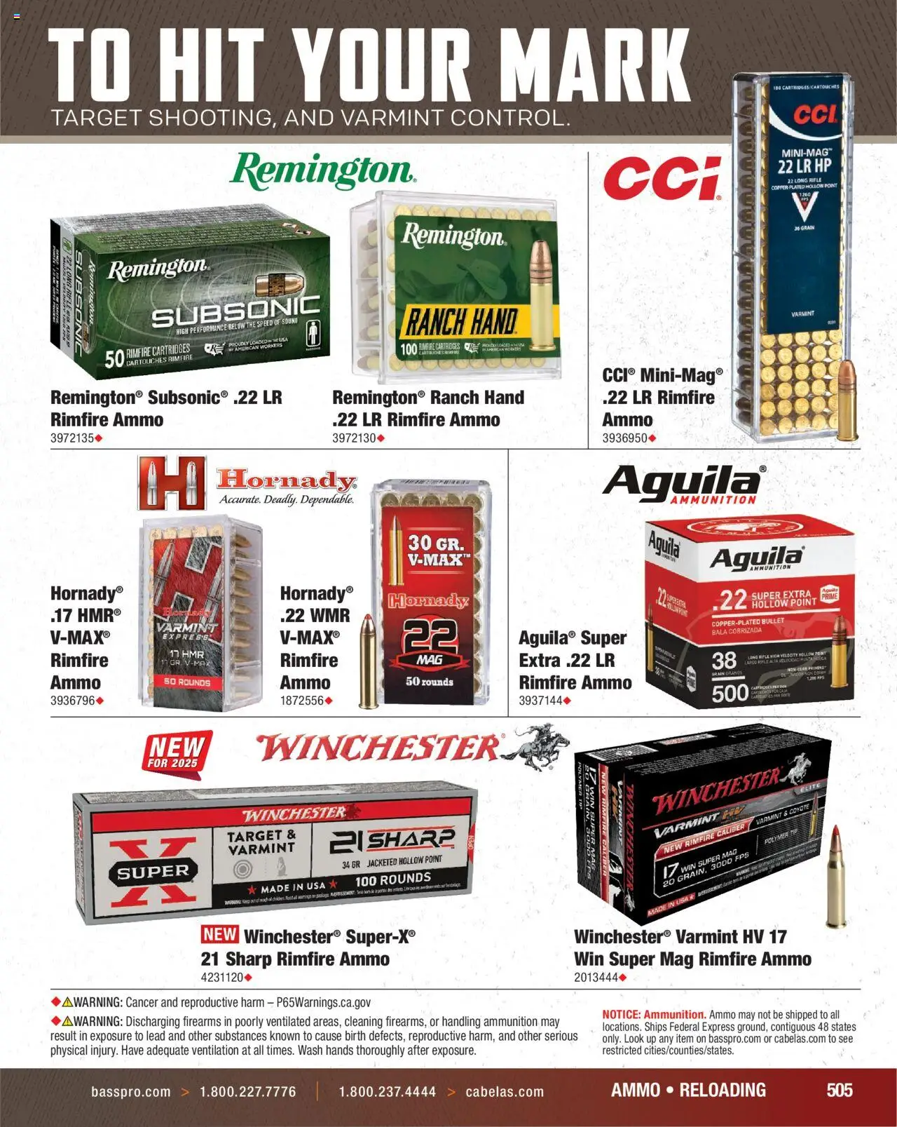 Cabela's Hunting Master 25 - valid from 11.08.2025 | Page: 505 | Products: Ammo, Rifle, Rimfire
