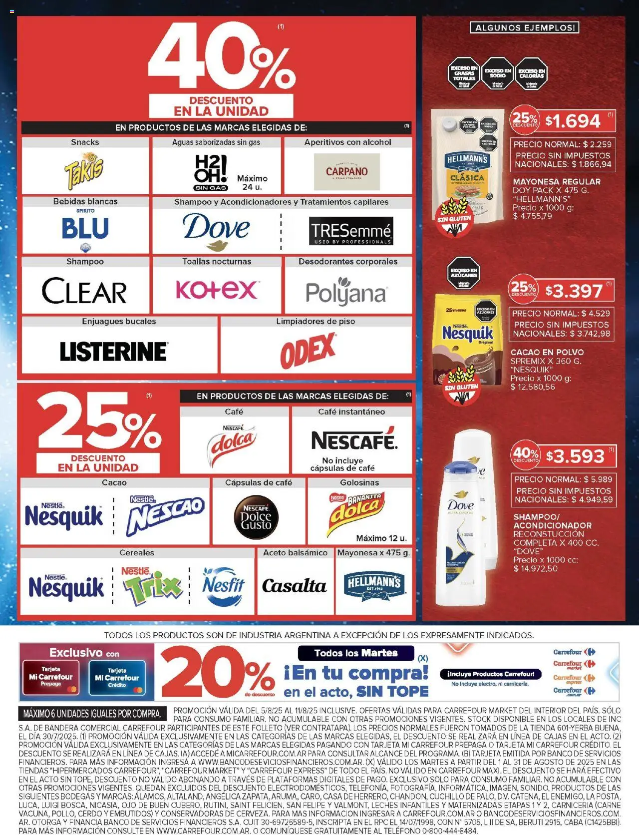 Carrefour Market catálogo - Corrientes │ válido desde el 05.08.2025 | Página: 7 | Productos: Banco, Aceto, Acondicionador, Vasos
