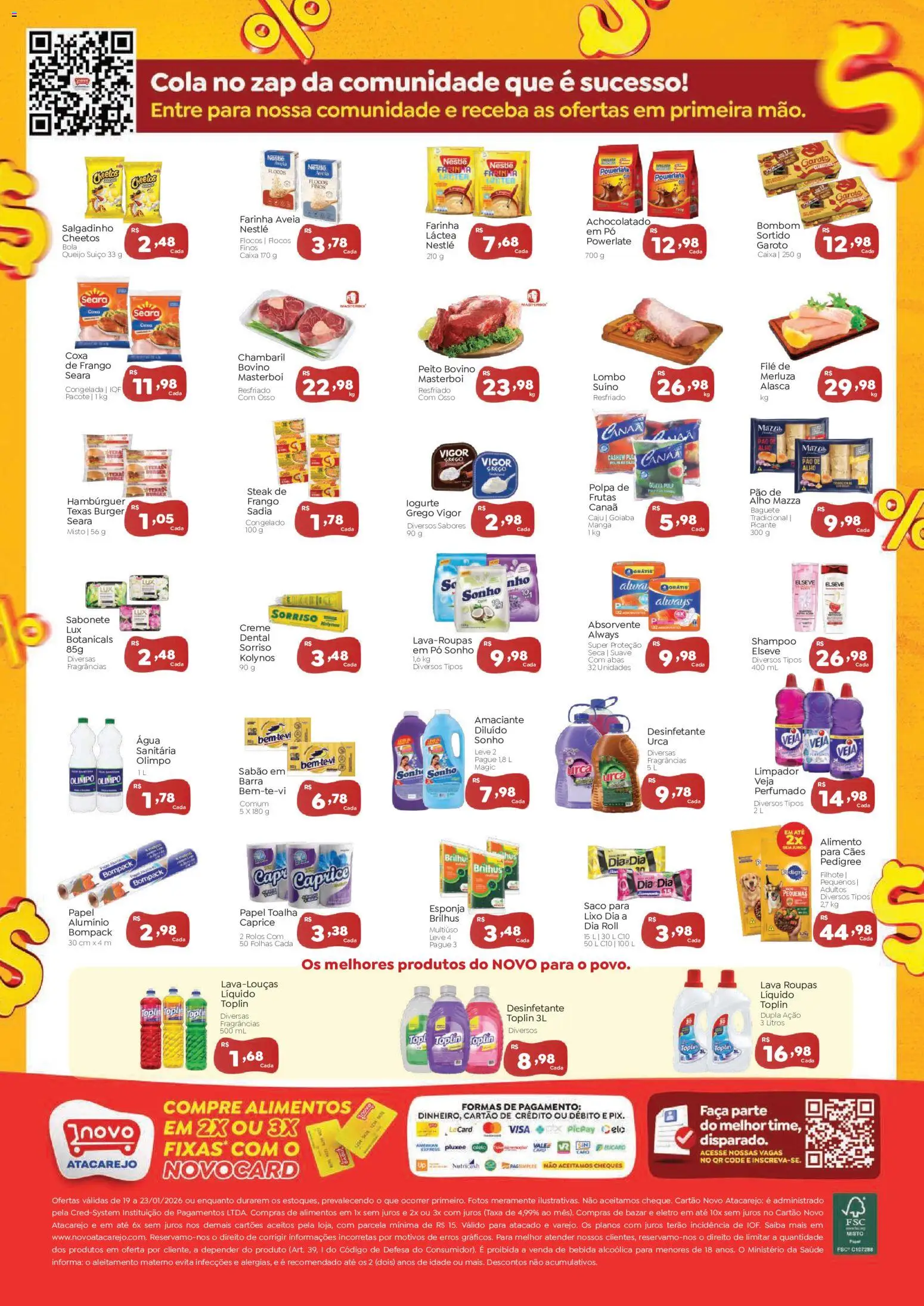 Novo Atacarejo Folheto - válido de 19.01.2026 | Página: 2 | Produtos: Achocolatado, Bebida, Bombom, Desinfetante