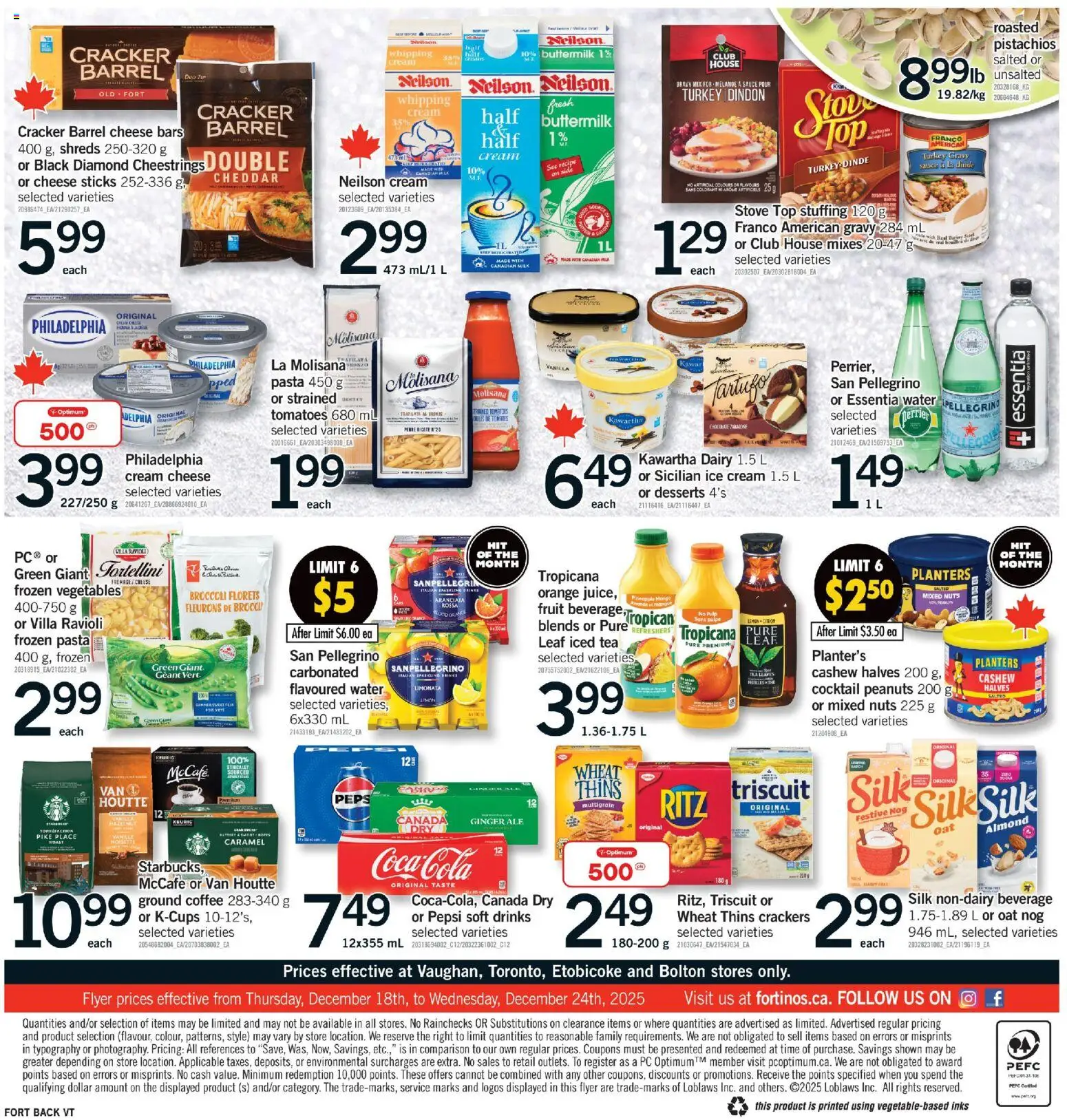 Fortinos flyer valid from 18.12.2025 | Page: 2 | Products: Pasta, Cream, Ice cream, PC