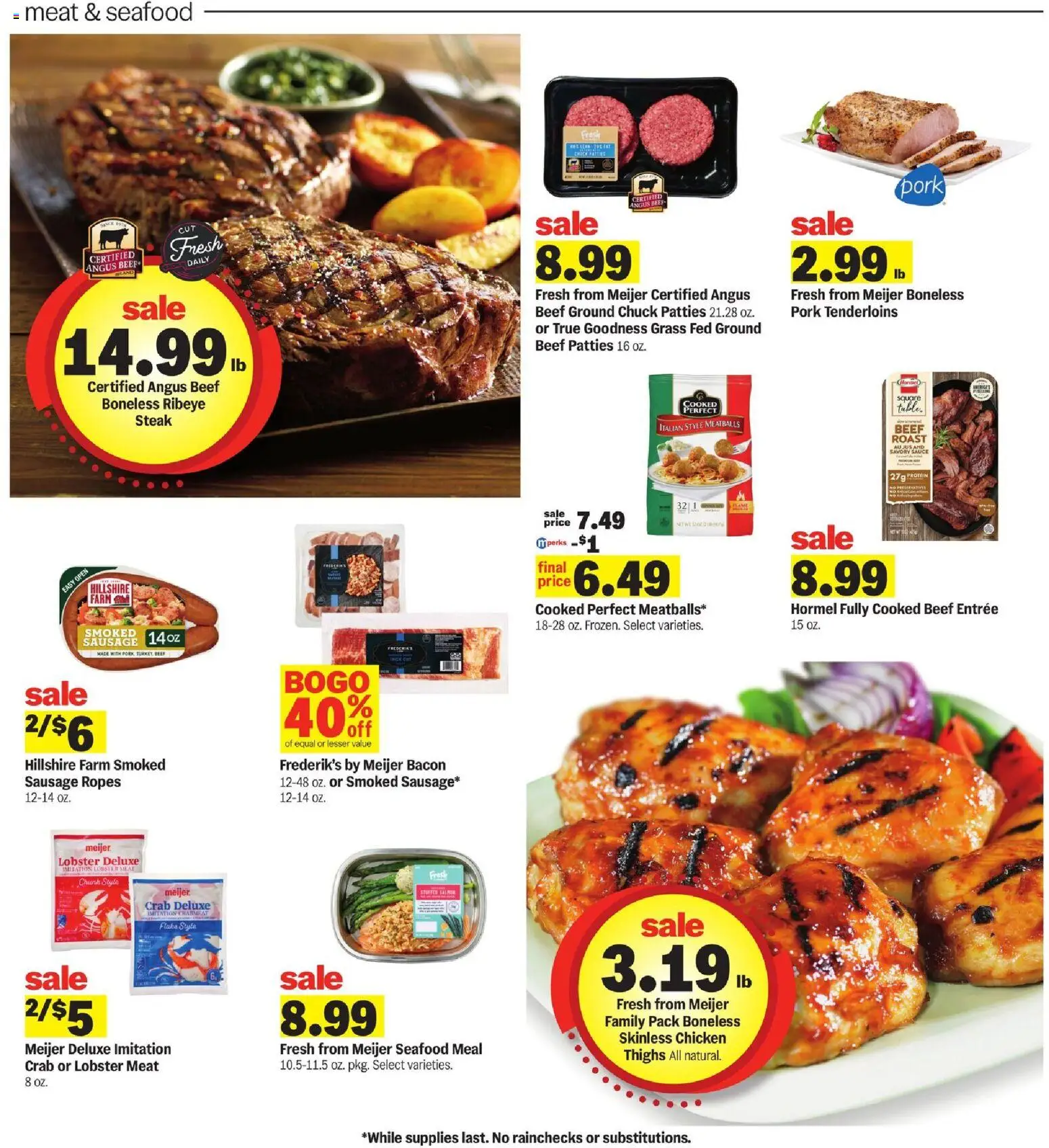 Meijer Weekly Ad - MI - valid from 29.04.2026 | Page: 13 | Products: Pork, Sauce, Seafood, Sausage