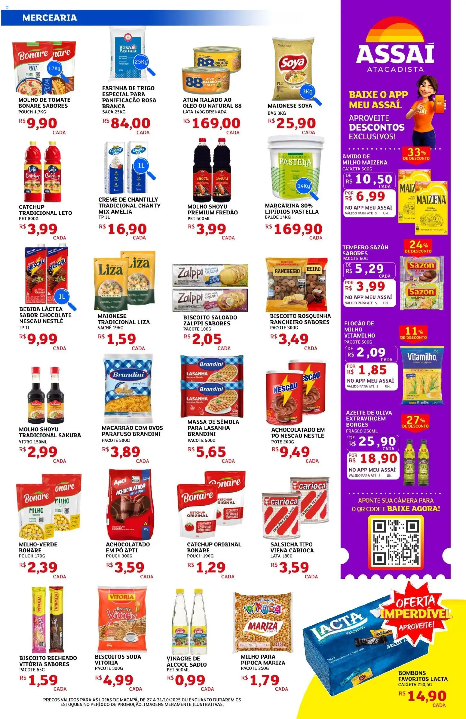 Assaí Atacadista Folheto - válido de 27.10.2025 | Página: 3 | Produtos: Biscoito, Achocolatado, Massa, Ketchup