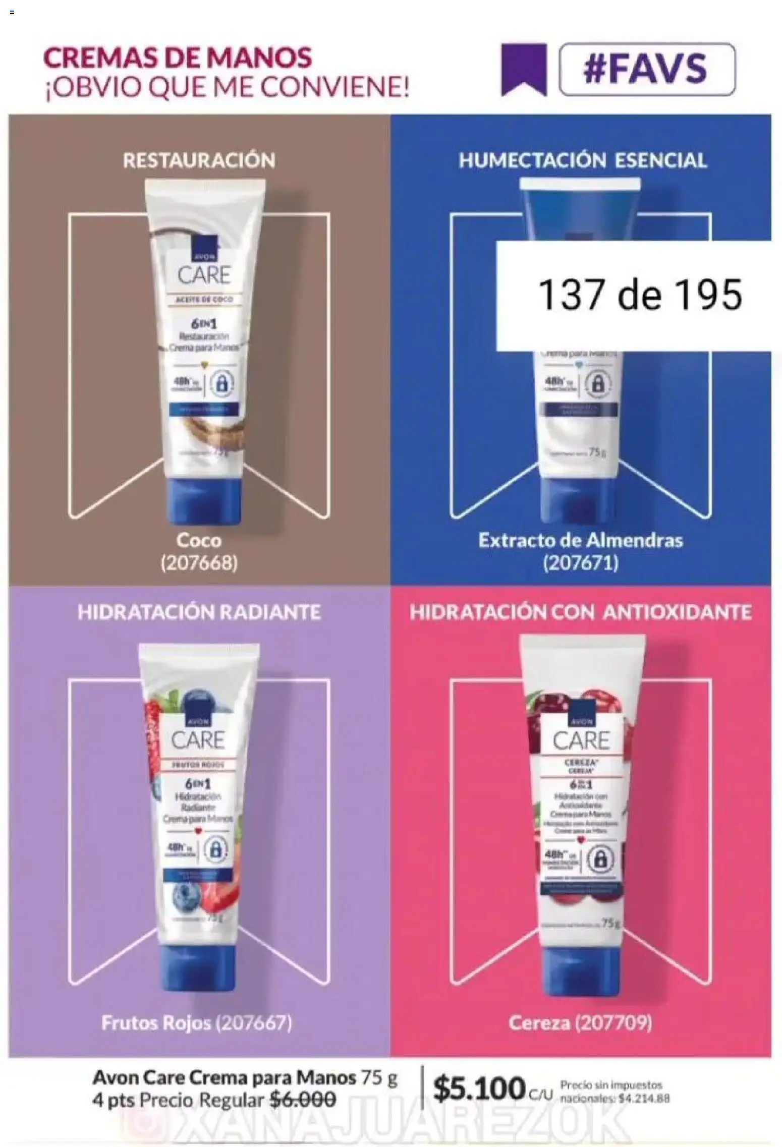 Catálogo AVON Campaña 1/2026 │ válido desde el 01.01.2026 | Página: 127 | Productos: Almendras, Radiante, Crema