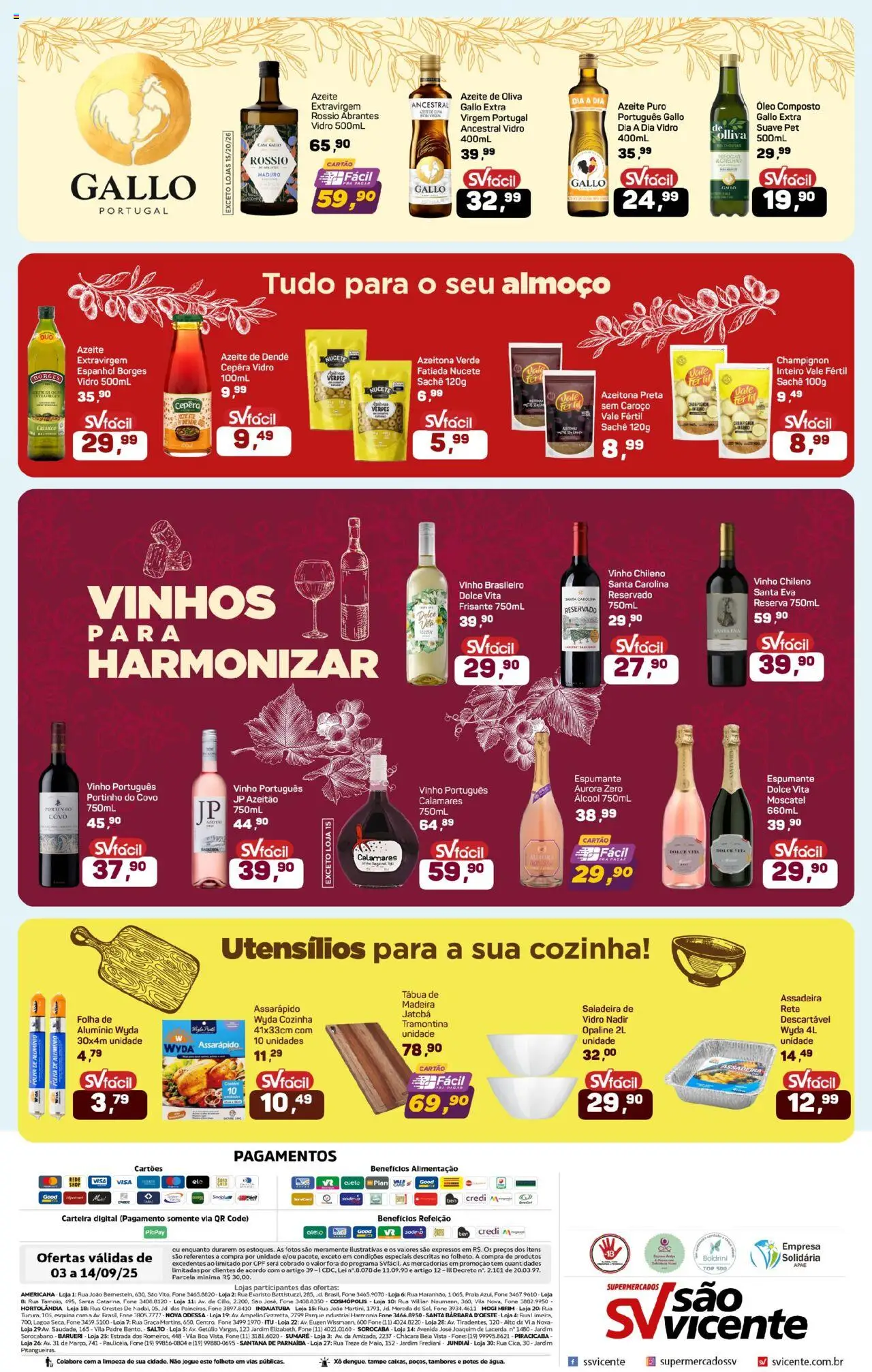 Supermercados São Vicente Folheto - válido de 03.09.2025 | Página: 4 | Produtos: Óleo, Vinho, Carteira, Potes