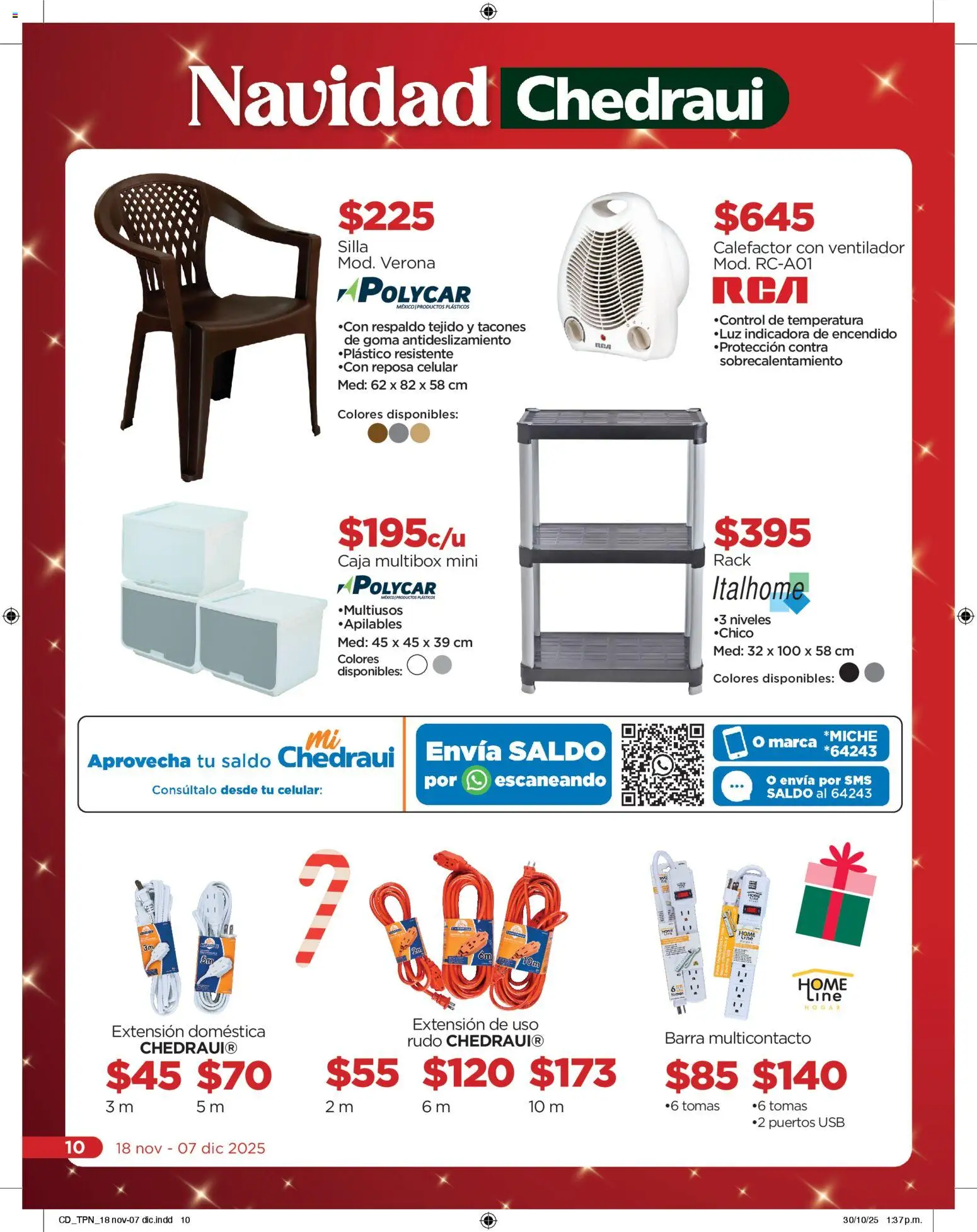 Nuevas ofertas de Chedraui válidas en toda la República Mexicana desde el 18.11.2025. ¡Encuentra las mejores ofertas en Chedraui folleto Navidad! | Página: 10 | Productos: Ventilador, Silla, Caja, Calefactor