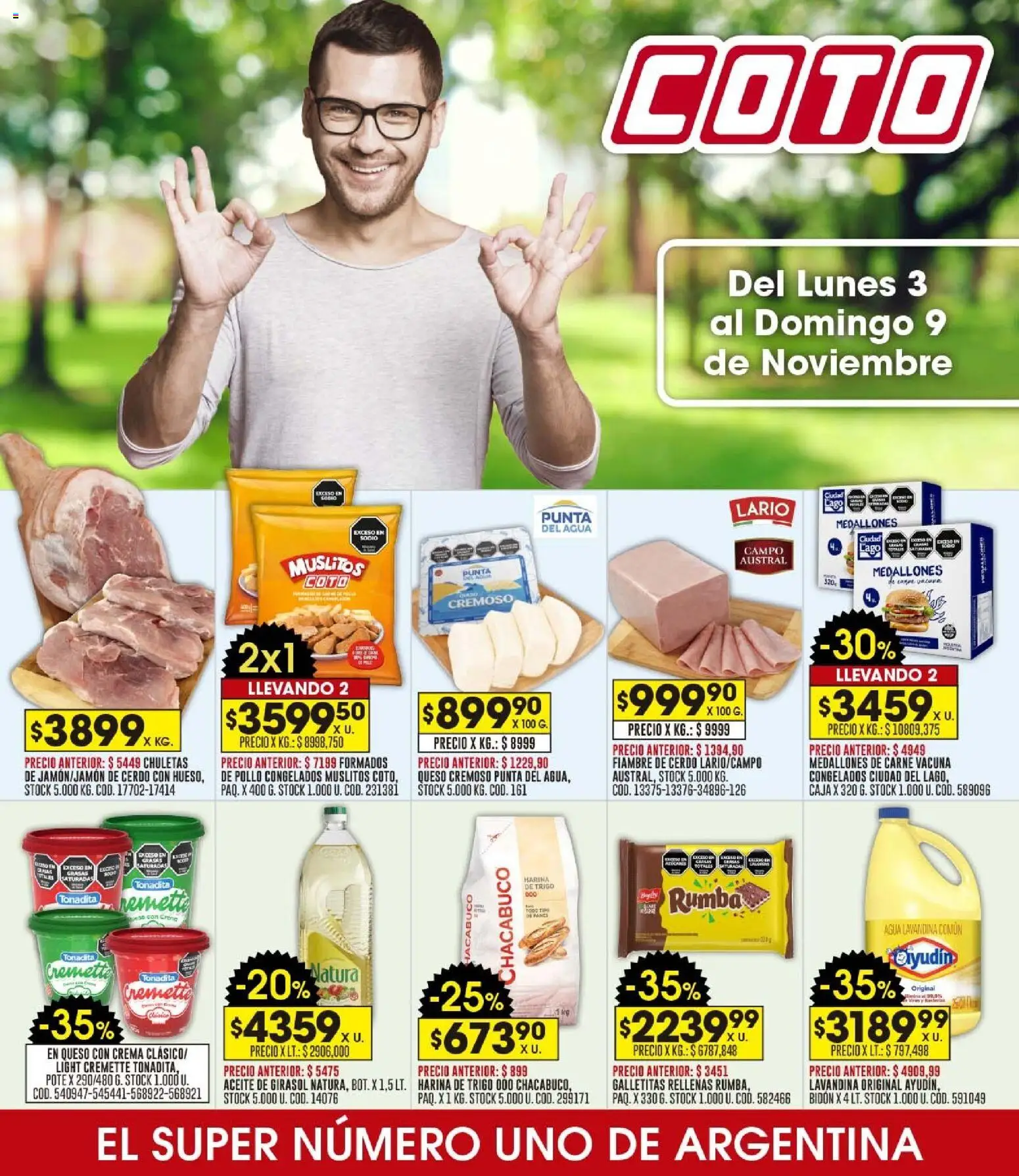 Coto - Ofertas │ válido desde el 03.11.2025 | Página: 1 | Productos: Lavandina, Galletitas, Cerdo, Crema
