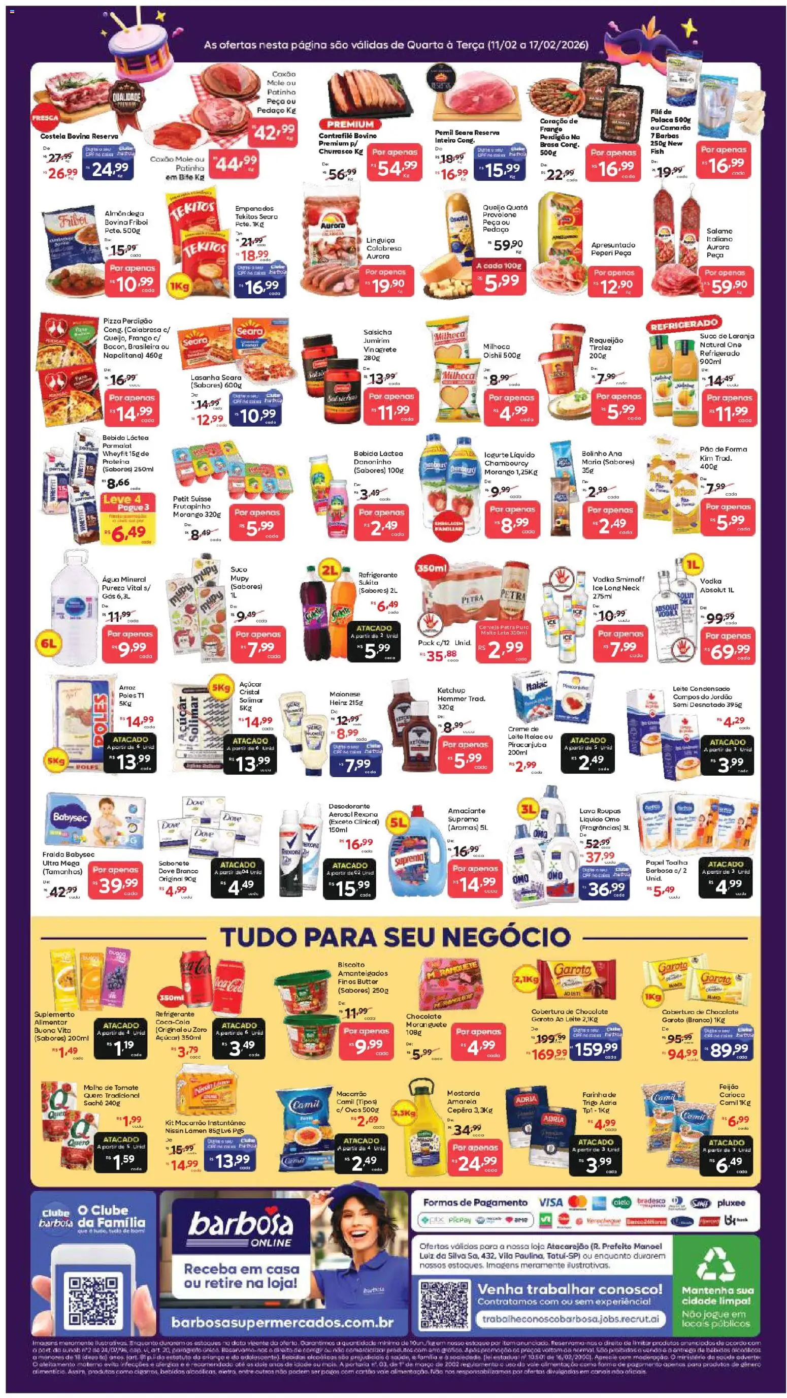 Barbosa Supermercados Folheto - válido de 11.02.2026 | Página: 2 | Produtos: Ovos, Chocolate, Pizza, Provolone