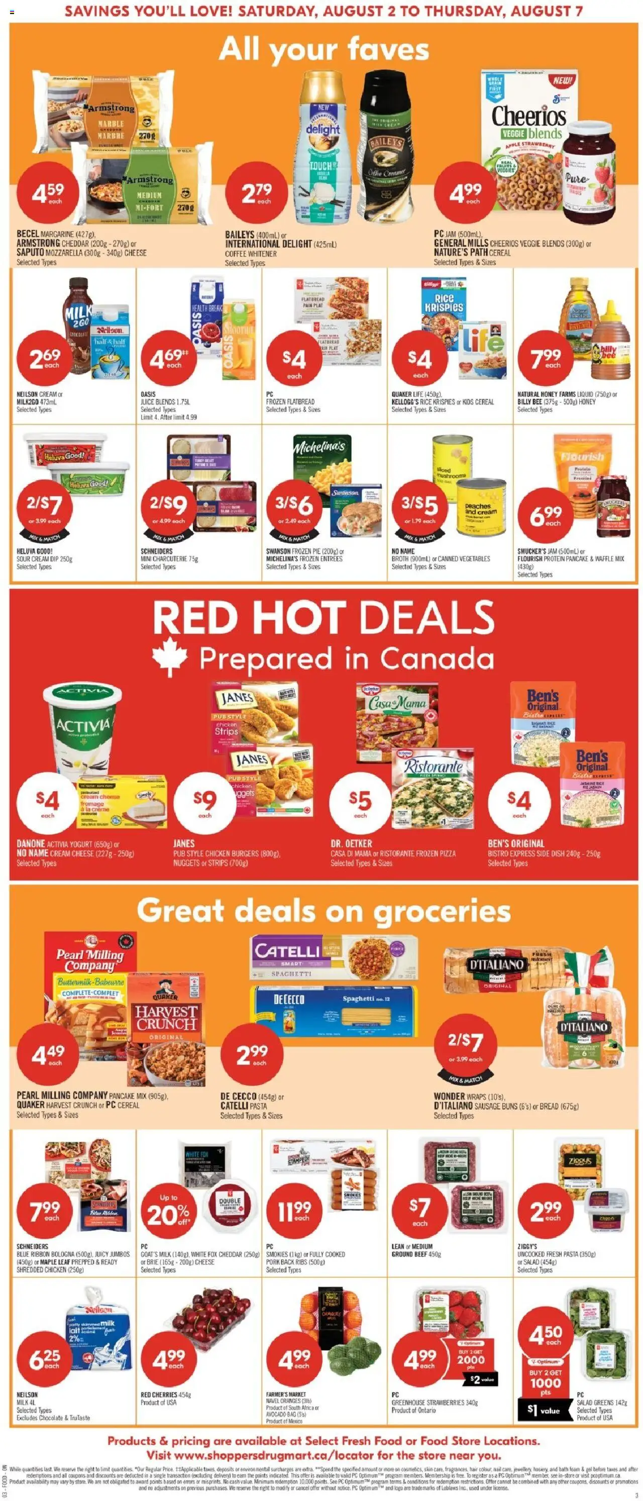 Shoppers flyer valid from 02.08.2025 | Page: 5 | Products: Rice, Sour cream, Bag, Yogurt