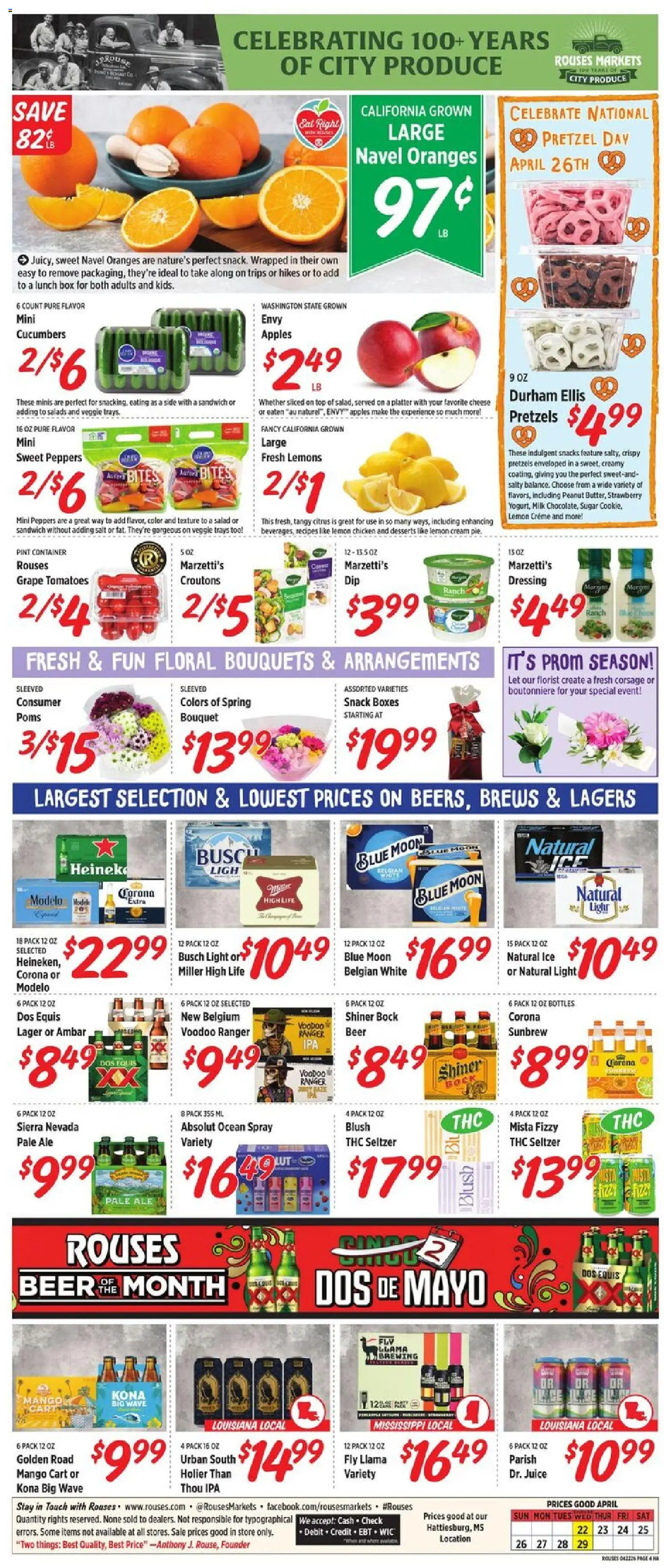Rouses Weekly Ad - MS - valid from 22.04.2026 | Page: 8 | Products: Milk, Apples, Cucumbers, Salad